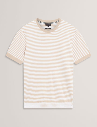 Ted Baker OURME - Classic Stripe Cotton Crew Neck T-Shirt TAUPE