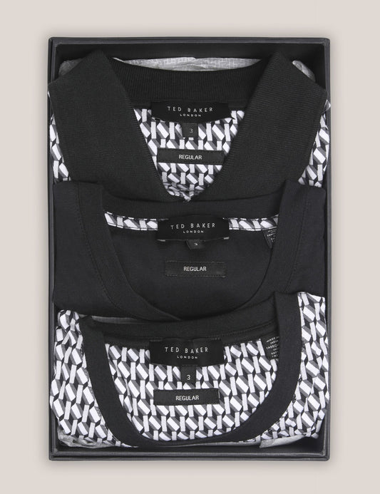Ted Baker SANGS Geometric Jersey Top Gift Set in Black BLACK