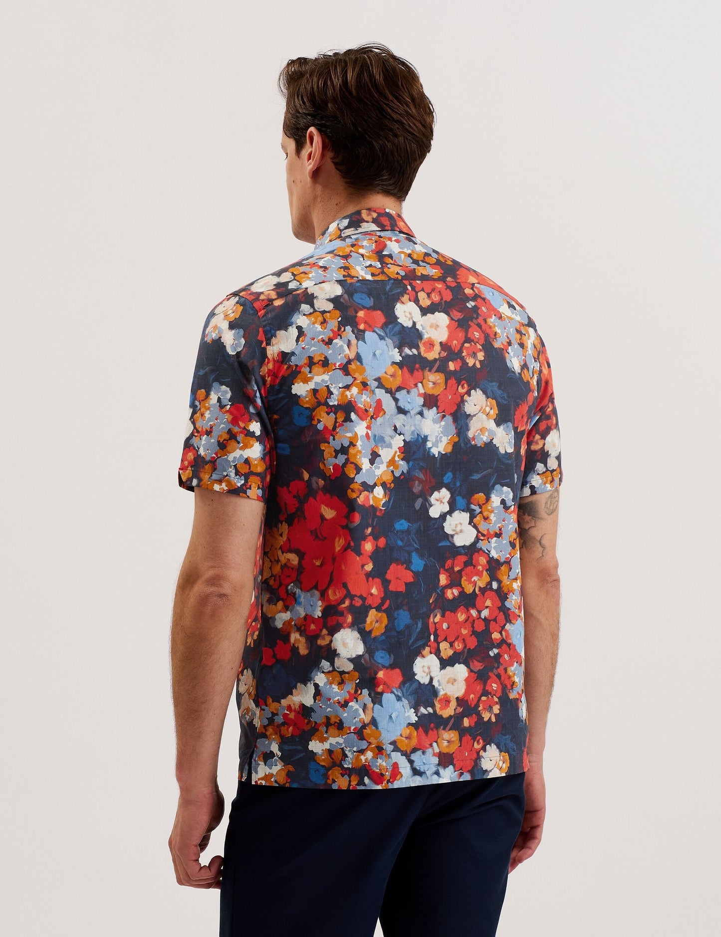 Ted Baker PIERRES - Short Sleeve Camo Floral Shirt DARK BLUE