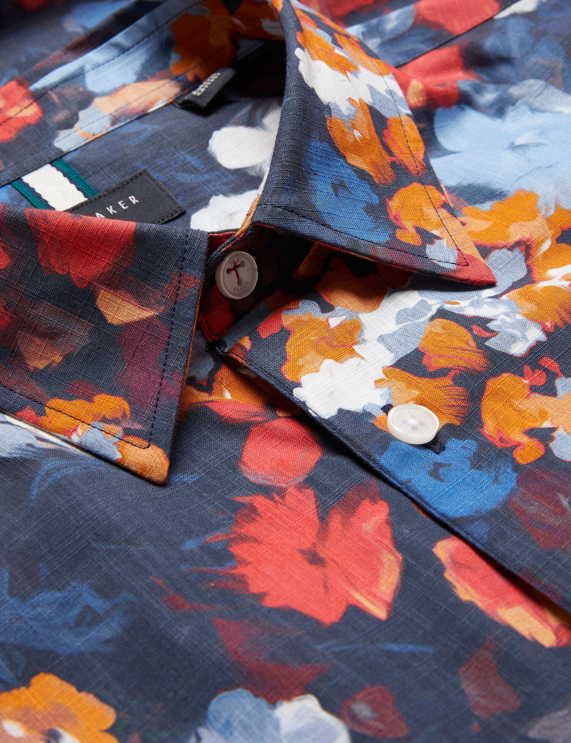 Ted Baker PIERRES - Short Sleeve Camo Floral Shirt DARK BLUE