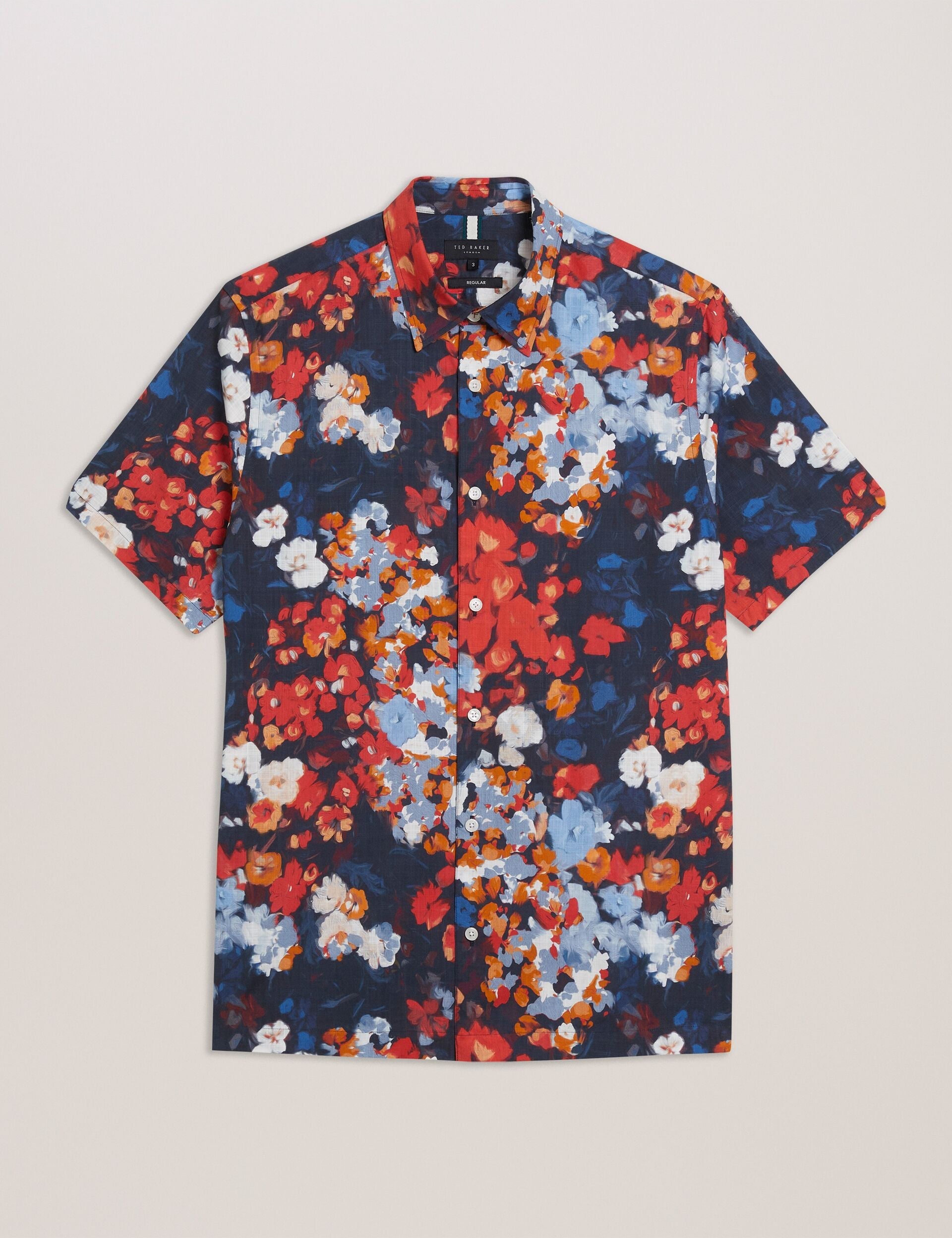 Ted Baker PIERRES - Short Sleeve Camo Floral Shirt DARK BLUE