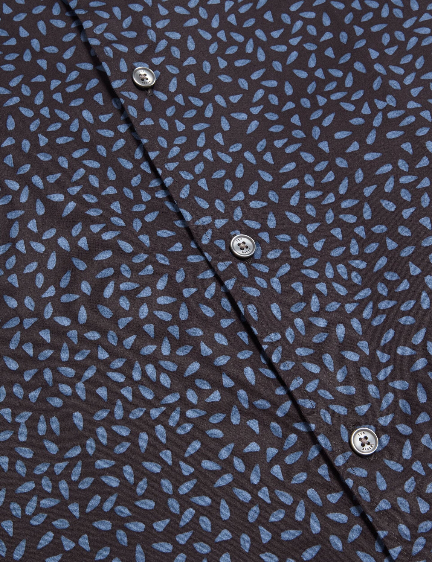 Ted Baker CAMPDEN - Mini Leaf Print Short Sleeve Cotton Shirt NAVY