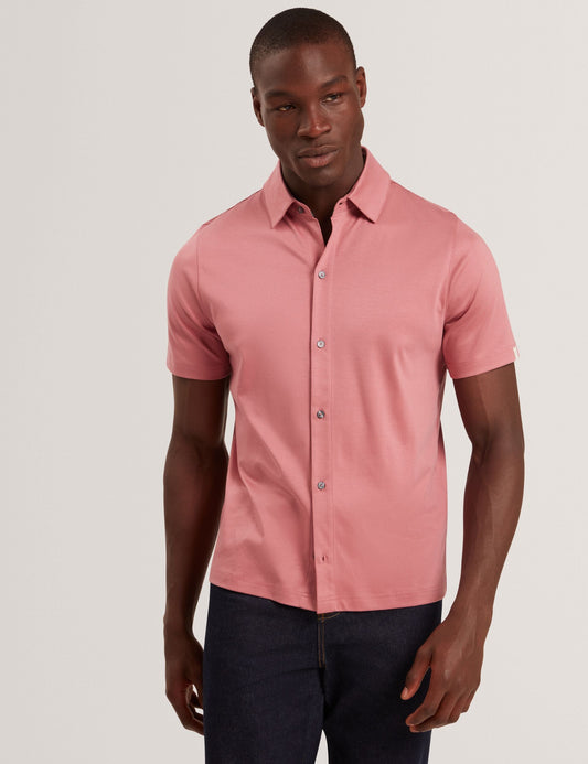 Ted Baker FILLIPP Soft Jersey Button-Through Polo Shirt PINK