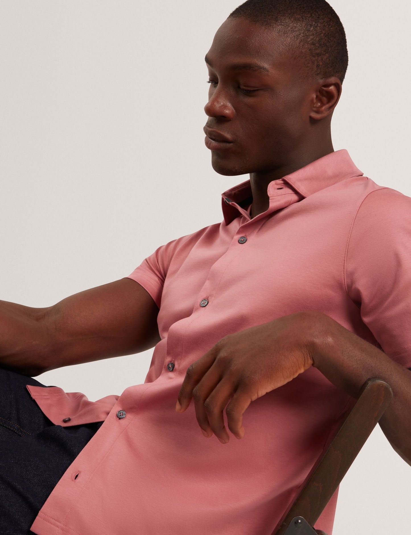 Ted Baker FILLIPP Soft Jersey Button-Through Polo Shirt PINK