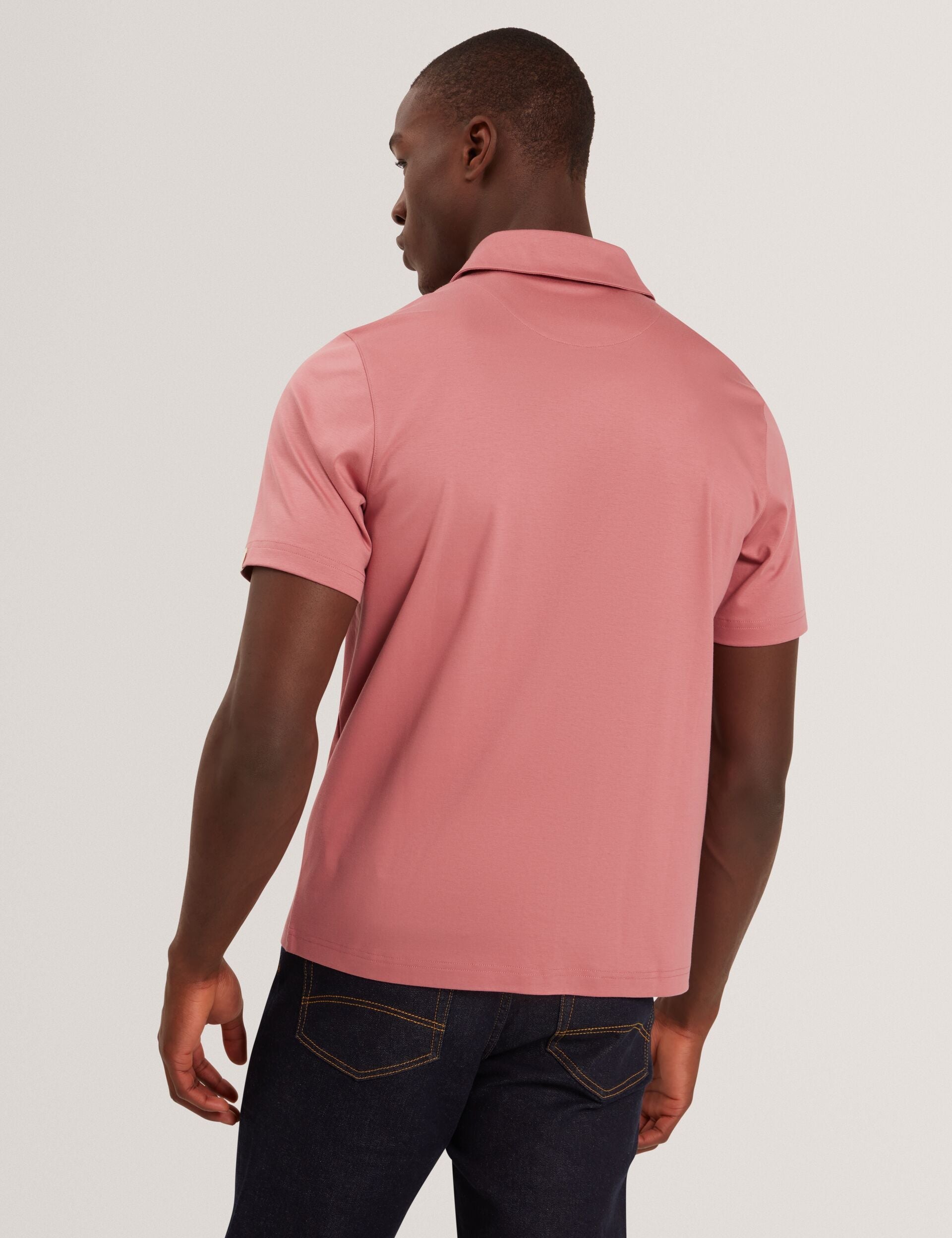 Ted Baker FILLIPP Soft Jersey Button-Through Polo Shirt PINK