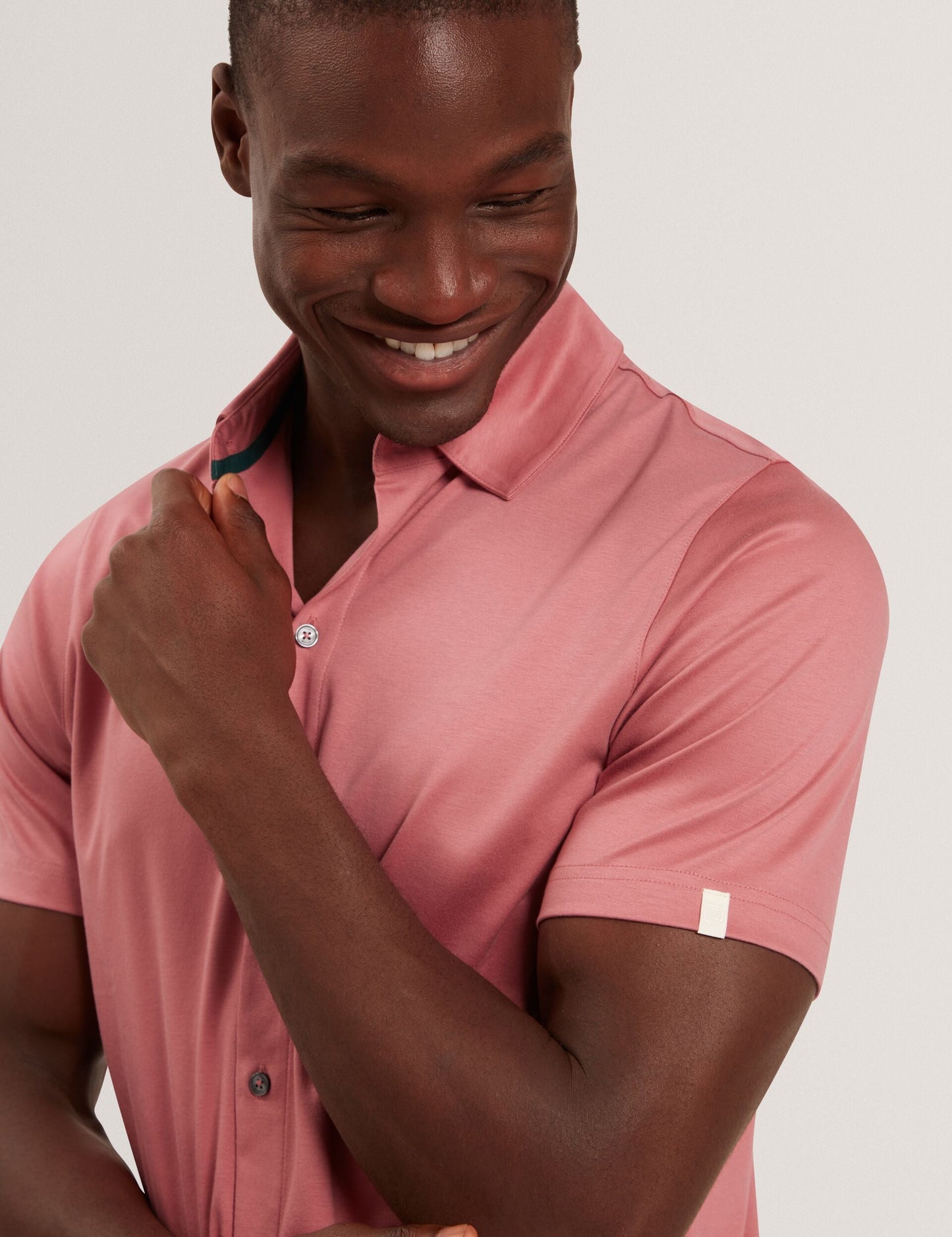 Ted Baker FILLIPP Soft Jersey Button-Through Polo Shirt PINK