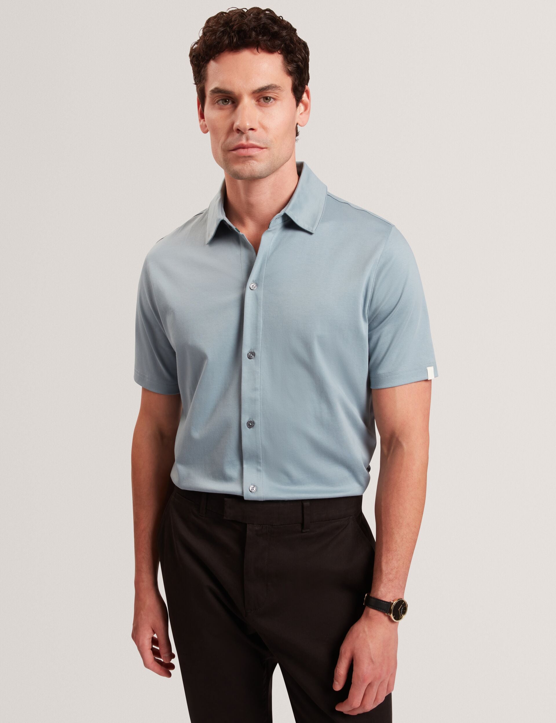 Ted Baker FILLIPP Soft Jersey Button-Through Polo Shirt TEAL BLUE