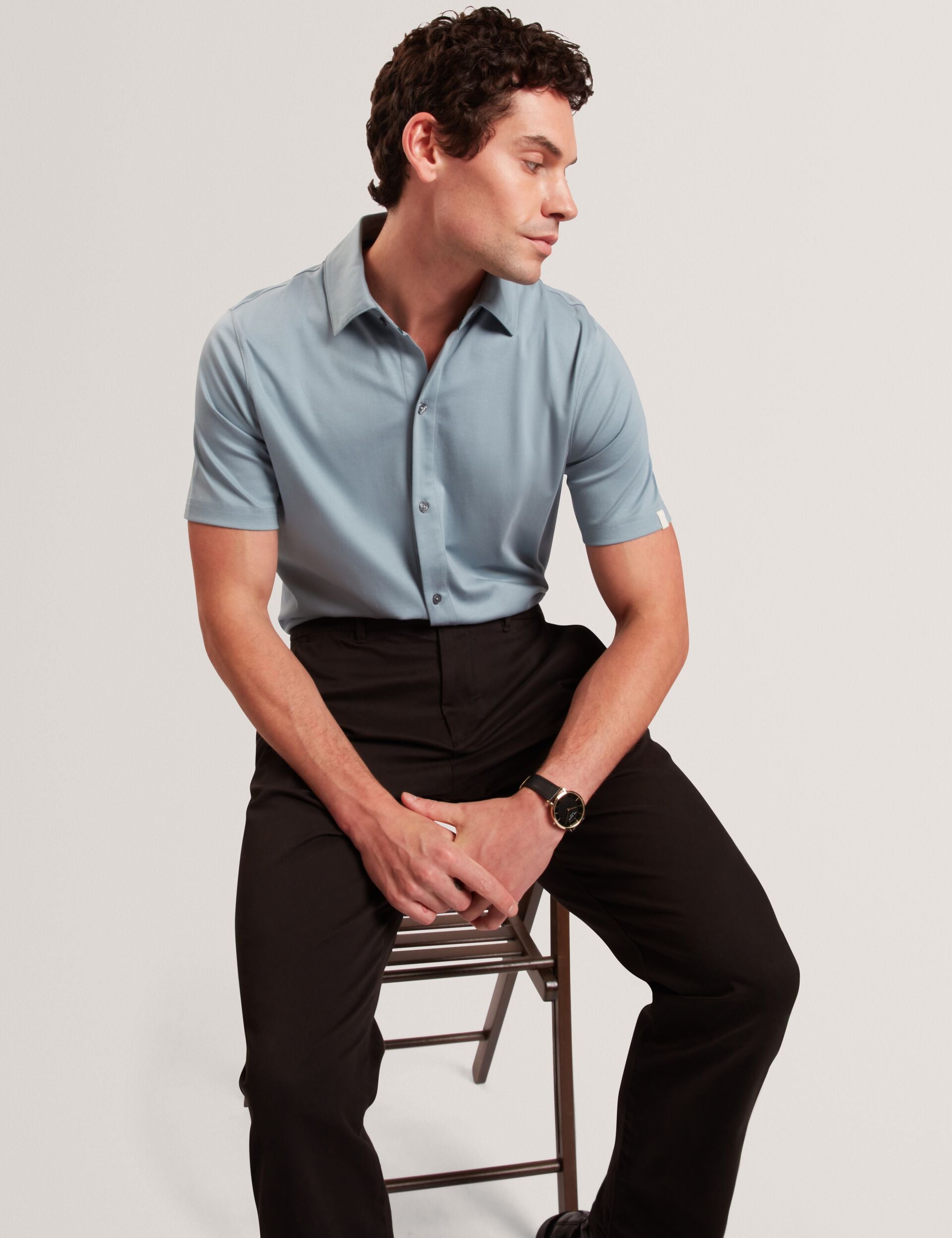 Ted Baker FILLIPP Soft Jersey Button-Through Polo Shirt TEAL BLUE