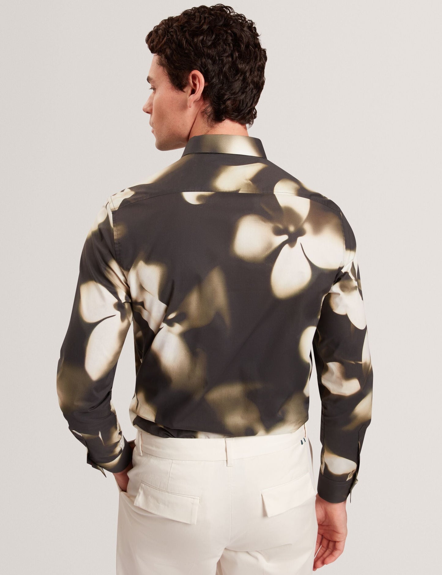 Ted Baker WRENIN Photographic Floral Print Long Sleeve Shirt BLACK