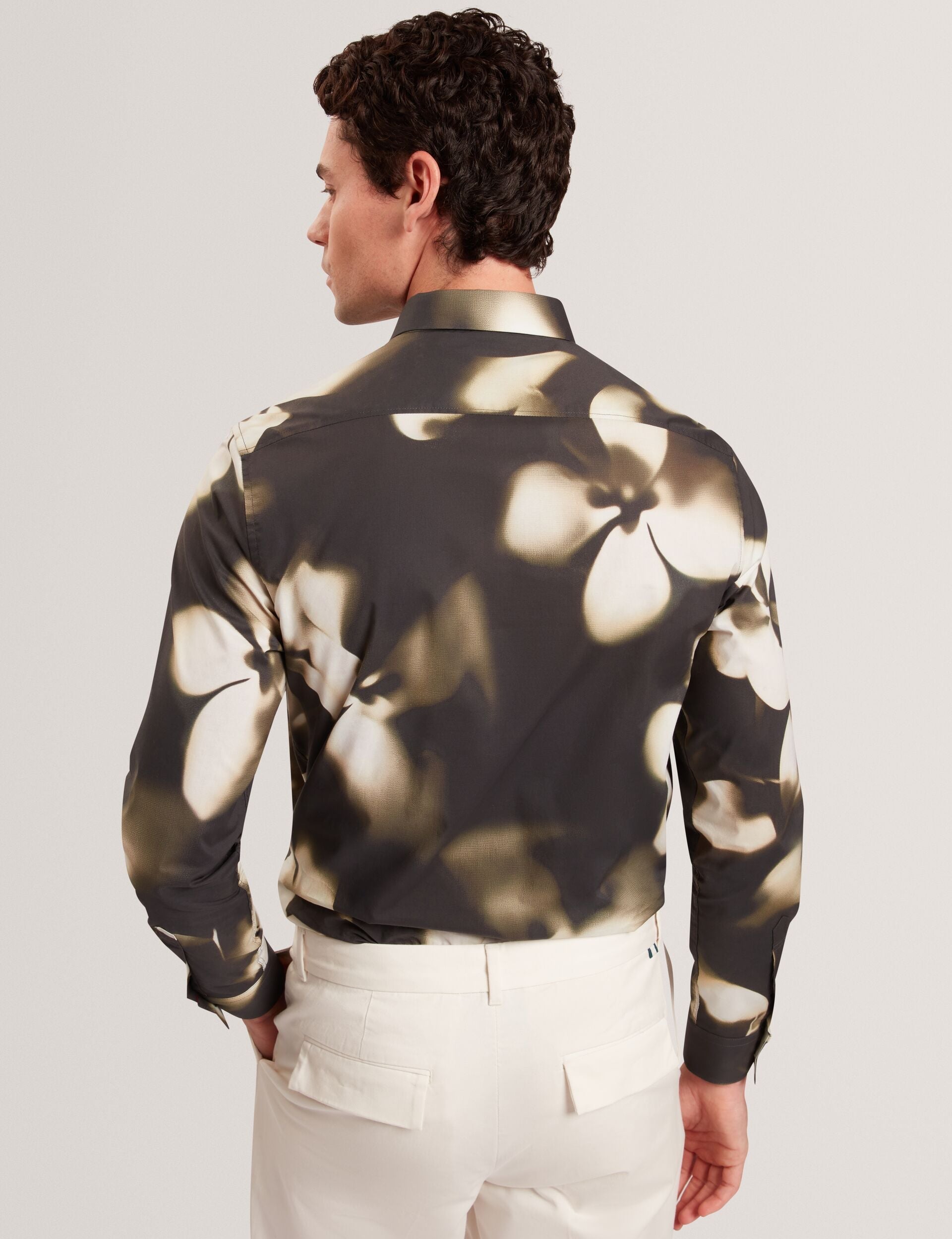 Ted Baker WRENIN Photographic Floral Print Long Sleeve Shirt BLACK