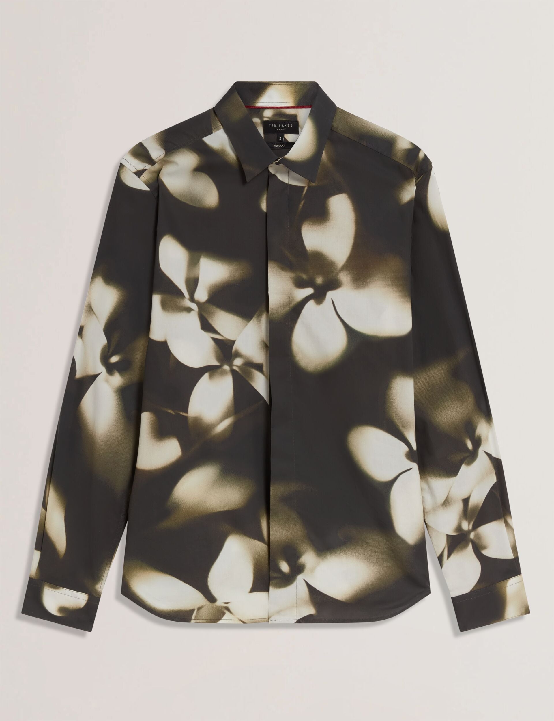 Ted Baker WRENIN Photographic Floral Print Long Sleeve Shirt BLACK