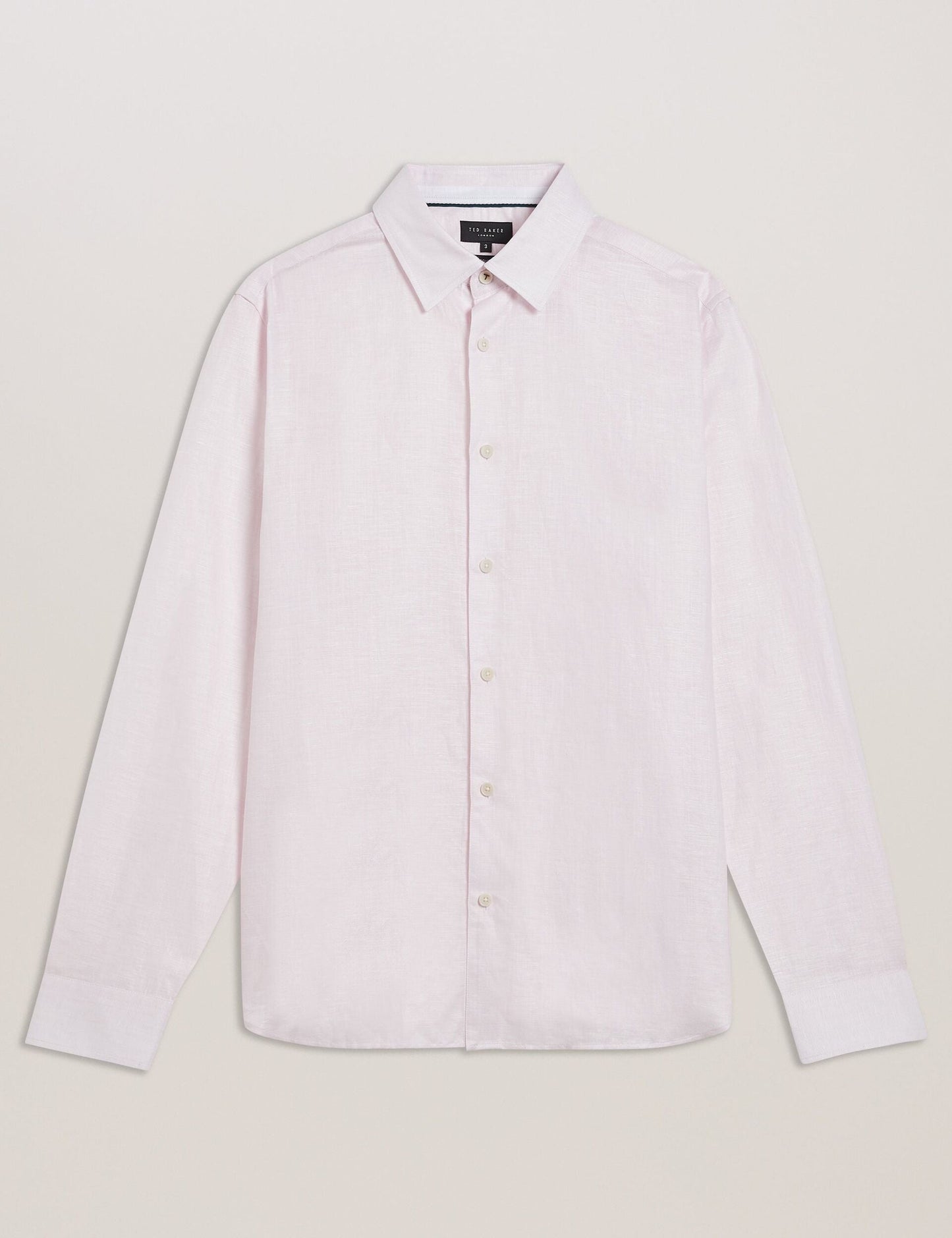 Ted Baker ROMEOS - Pink Regular Fit Cotton Linen Long Sleeve Shirt PINK