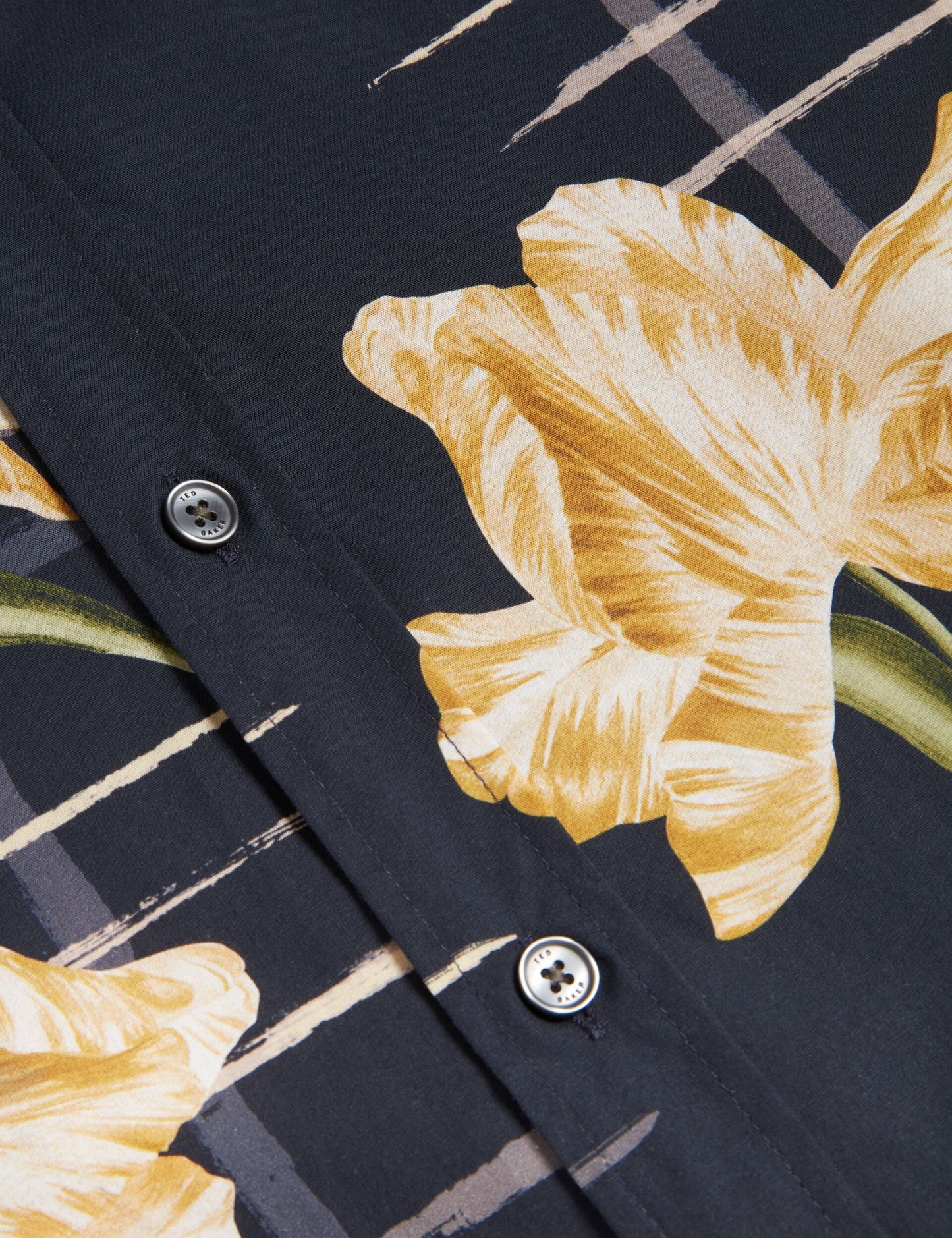 Ted Baker QUORIK Mixed Floral Print Long Sleeve Shirt NAVY