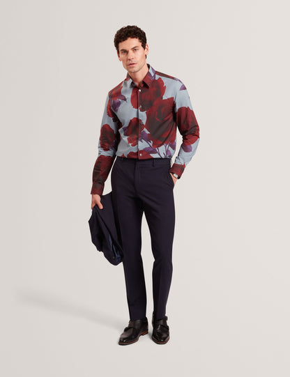 Ted Baker GIVIRA Rose Graphic Cotton Long Sleeve Shirt TEAL BLUE