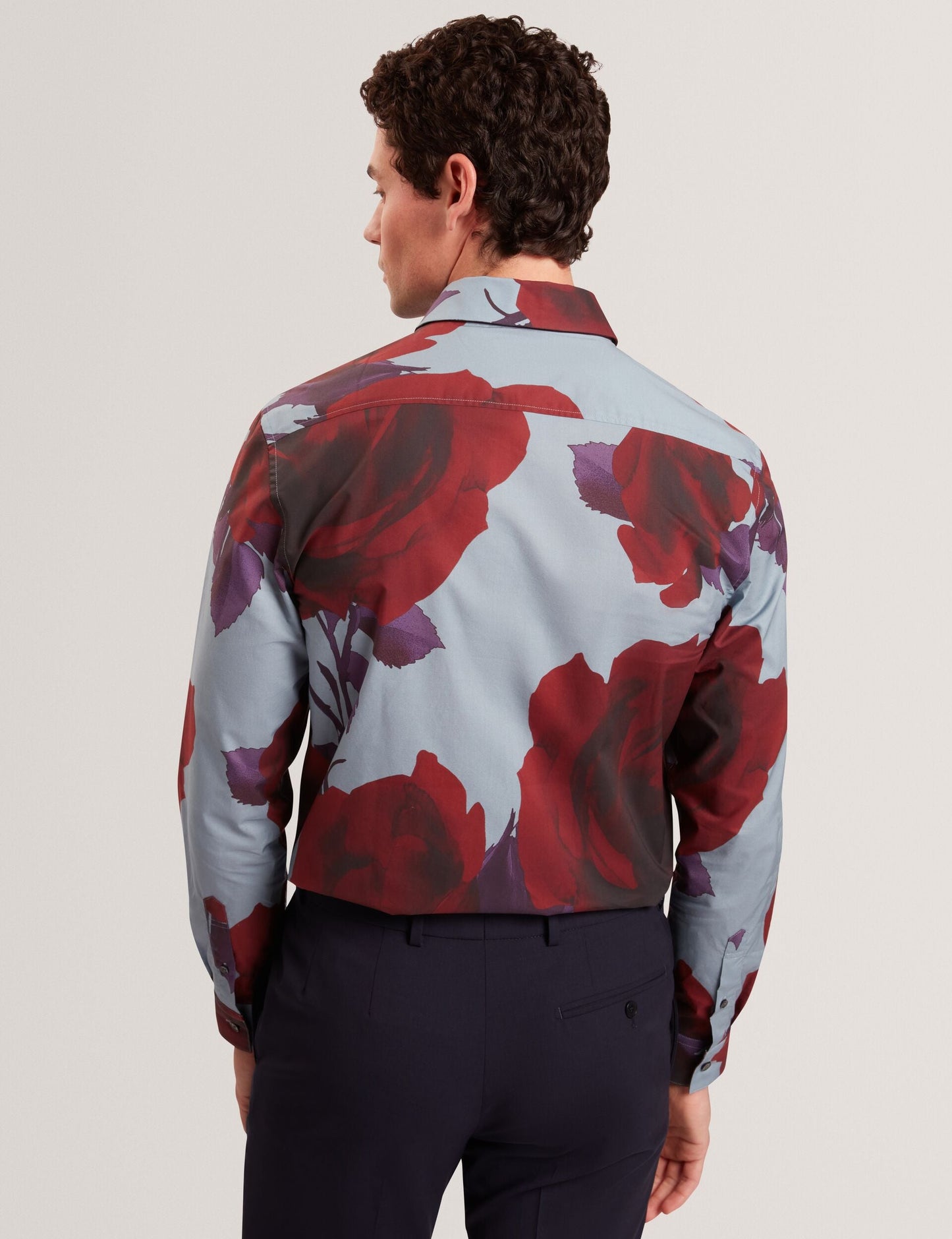 Ted Baker GIVIRA Rose Graphic Cotton Long Sleeve Shirt TEAL BLUE