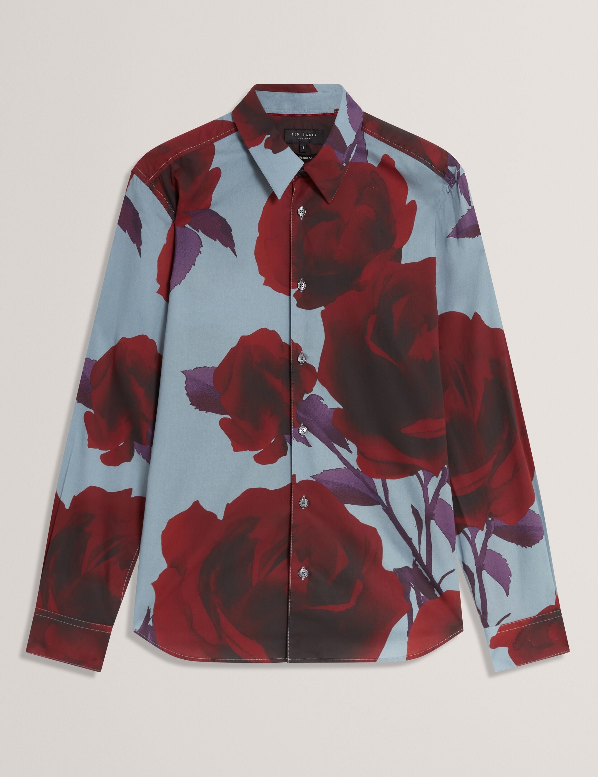 Ted Baker GIVIRA Rose Graphic Cotton Long Sleeve Shirt TEAL BLUE