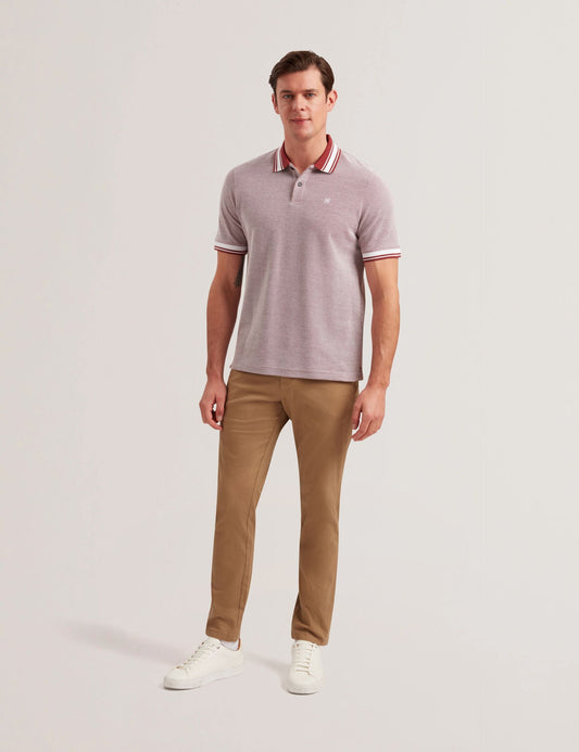 Ted Baker Phenes - Short Sleeve Textured Zip Polo BRIGHT RED