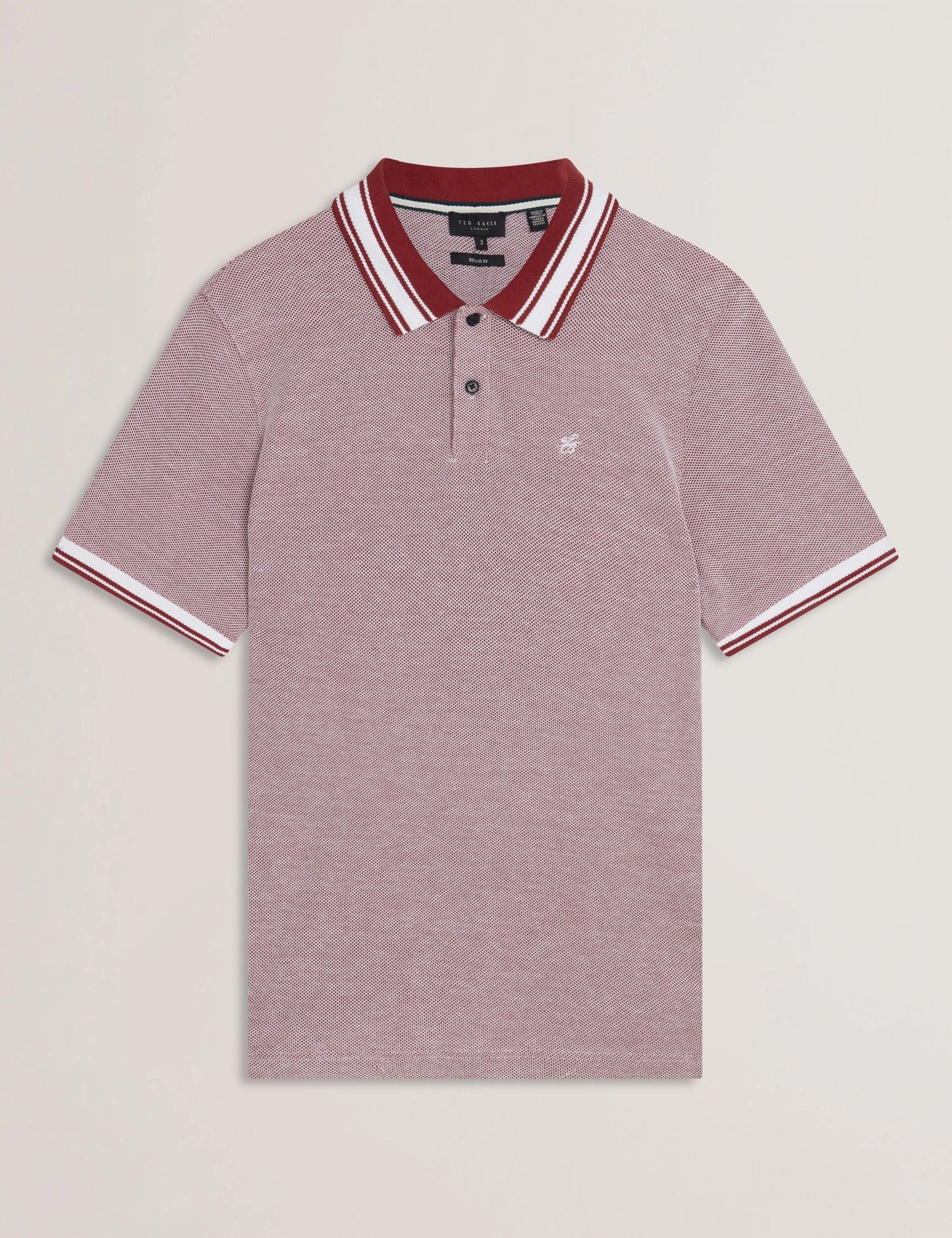 Ted Baker Phenes - Short Sleeve Textured Zip Polo BRIGHT RED