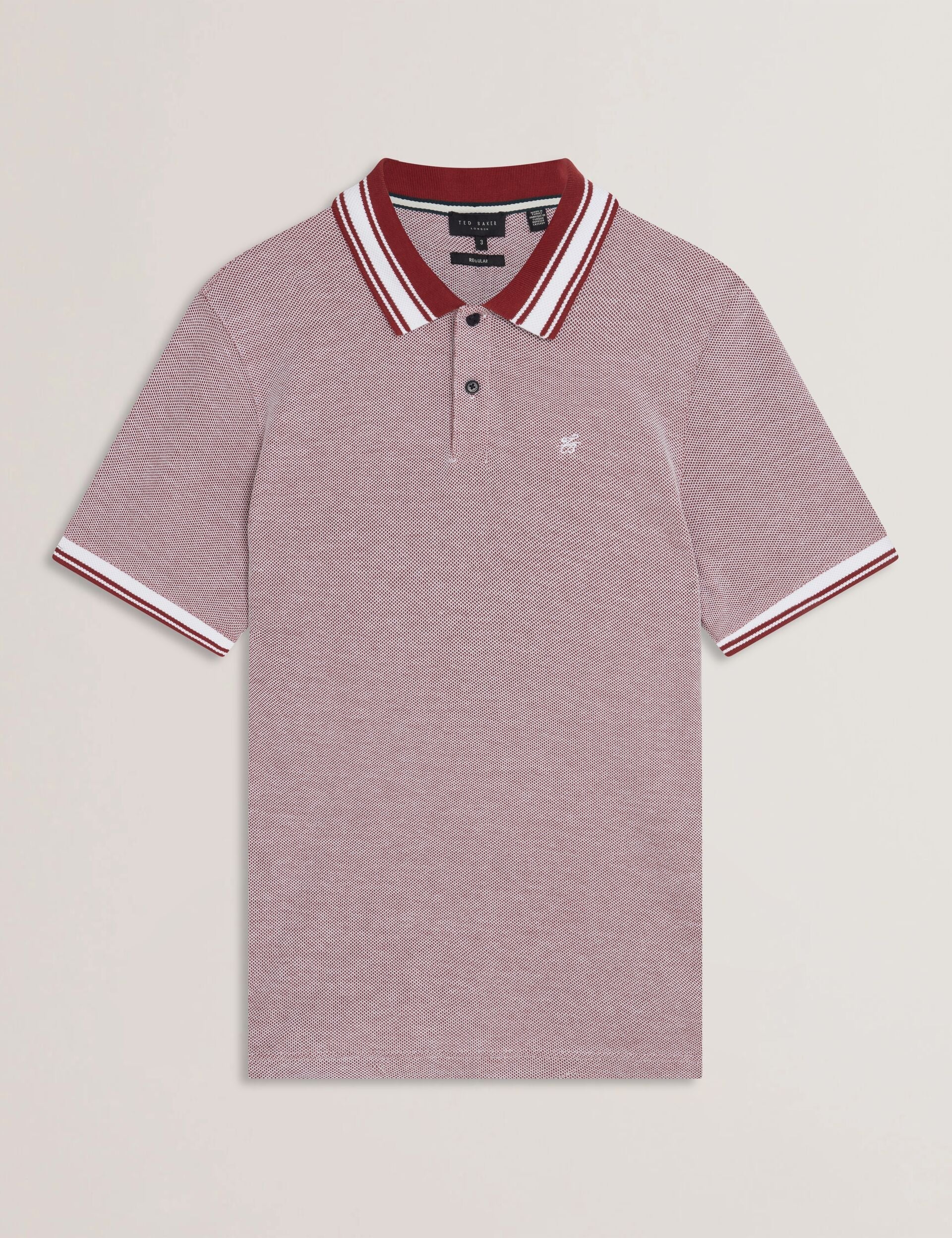 Ted Baker Phenes - Short Sleeve Textured Zip Polo BRIGHT RED