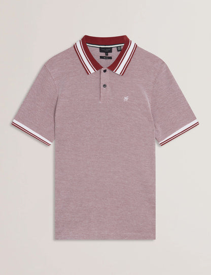 Ted Baker Phenes - Short Sleeve Textured Zip Polo BRIGHT RED