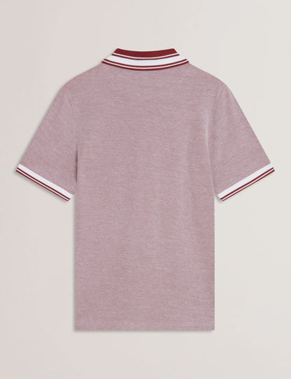Ted Baker Phenes - Short Sleeve Textured Zip Polo BRIGHT RED