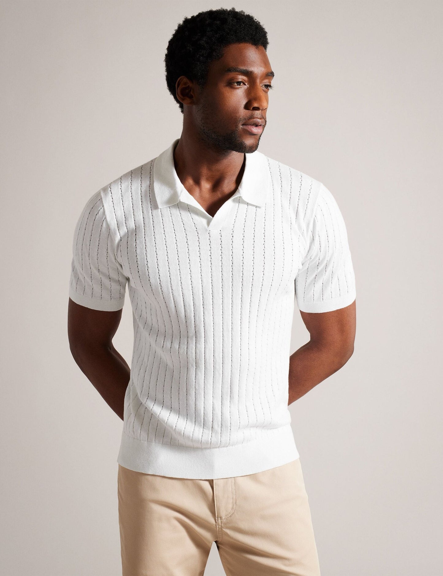 Ted Baker BOTANY - Short Sleeve Regular Open Collar Polo WHITE