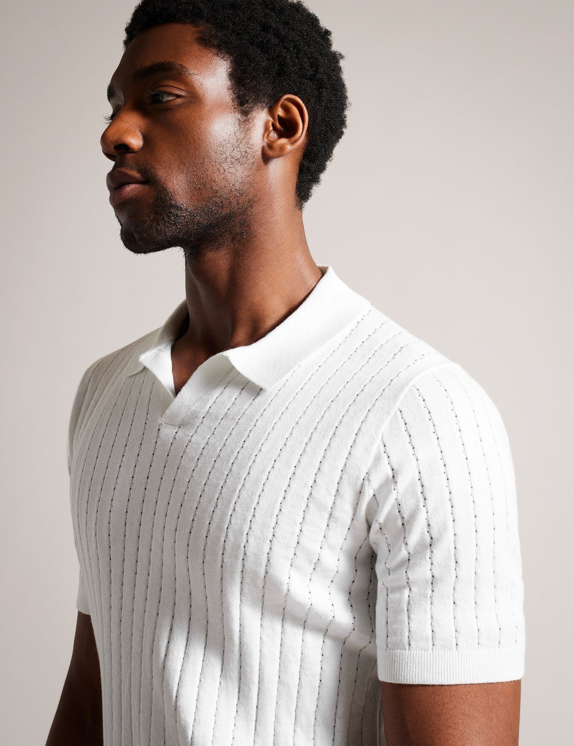 Ted Baker BOTANY - Short Sleeve Regular Open Collar Polo WHITE