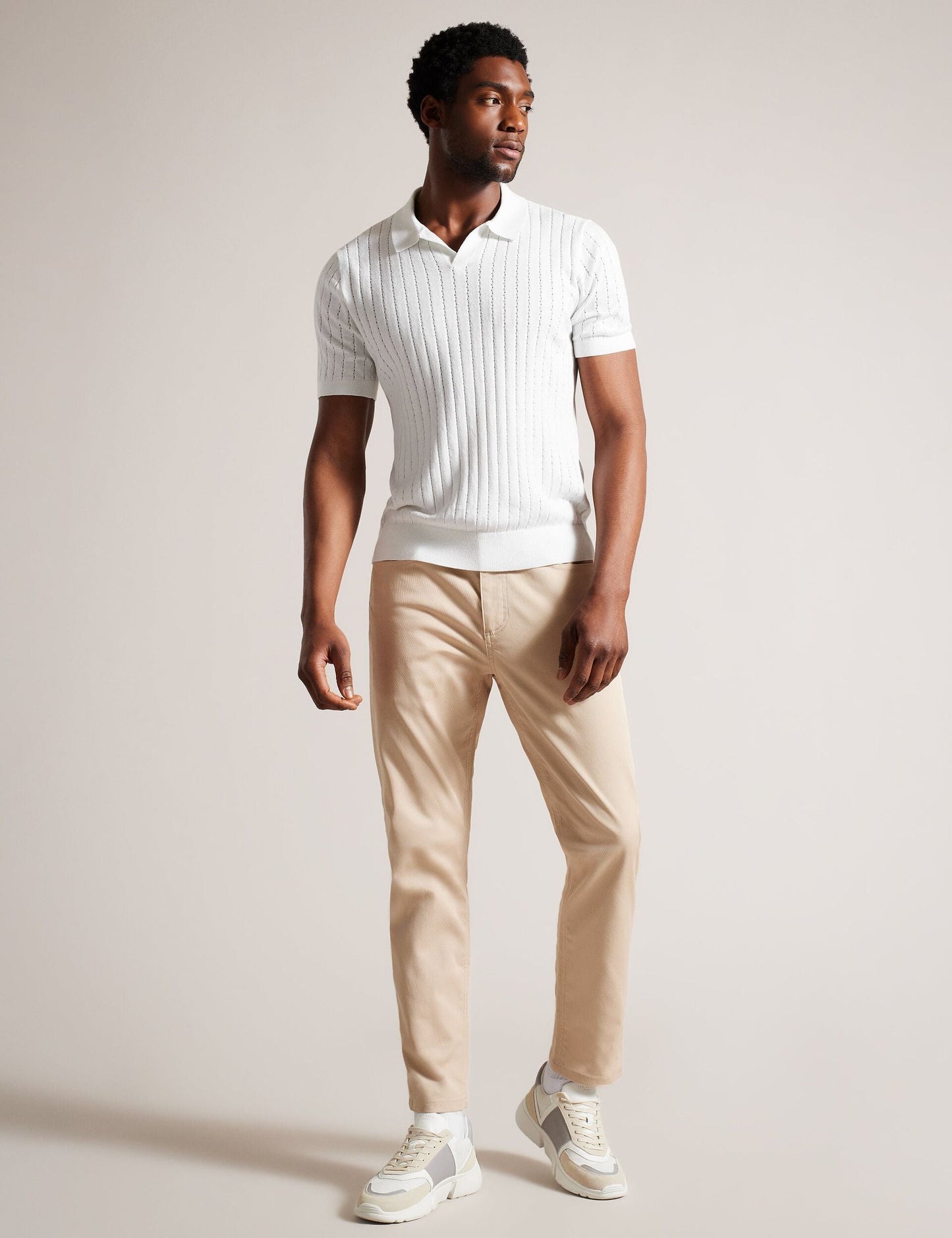Ted Baker BOTANY - Short Sleeve Regular Open Collar Polo WHITE