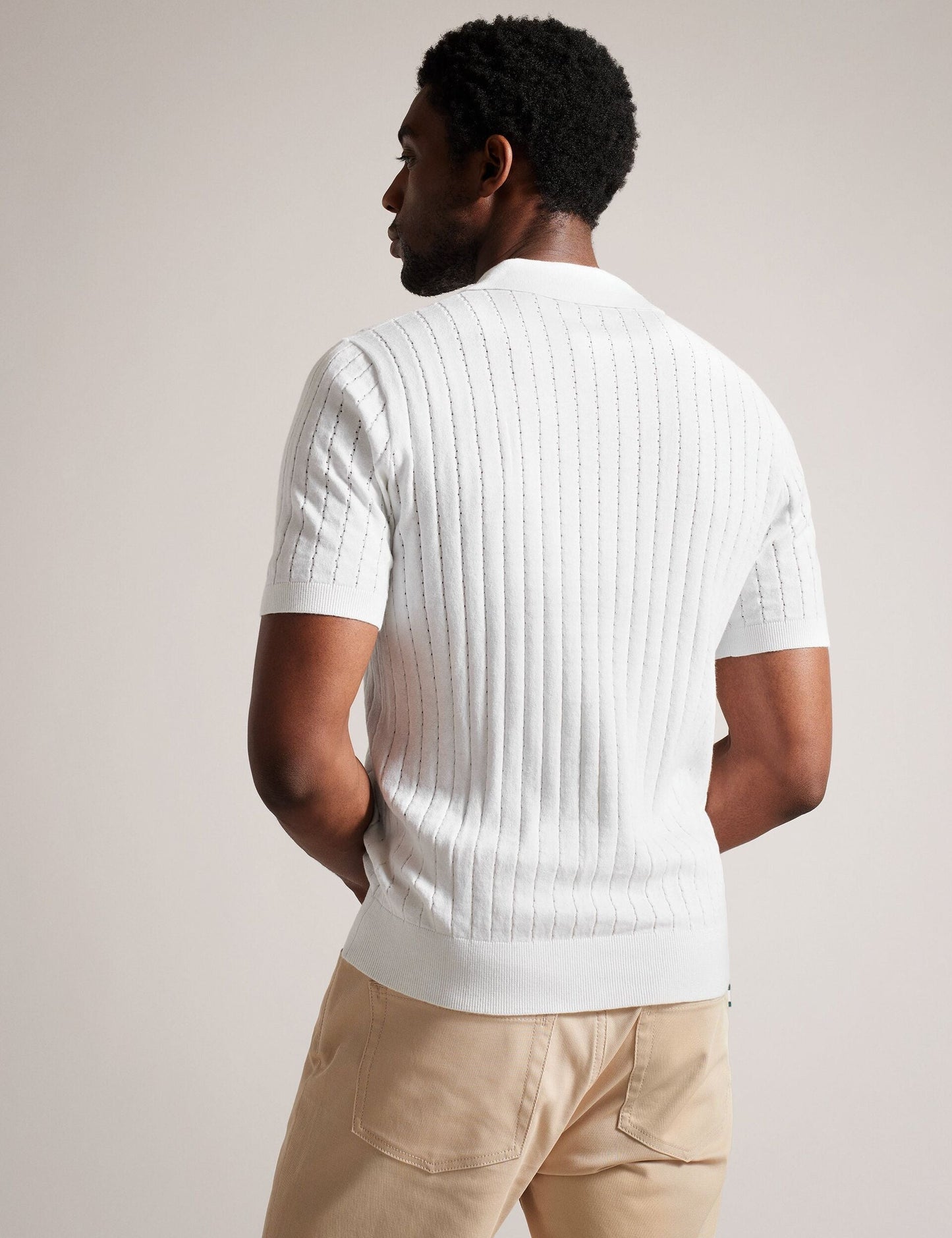 Ted Baker BOTANY - Short Sleeve Regular Open Collar Polo WHITE