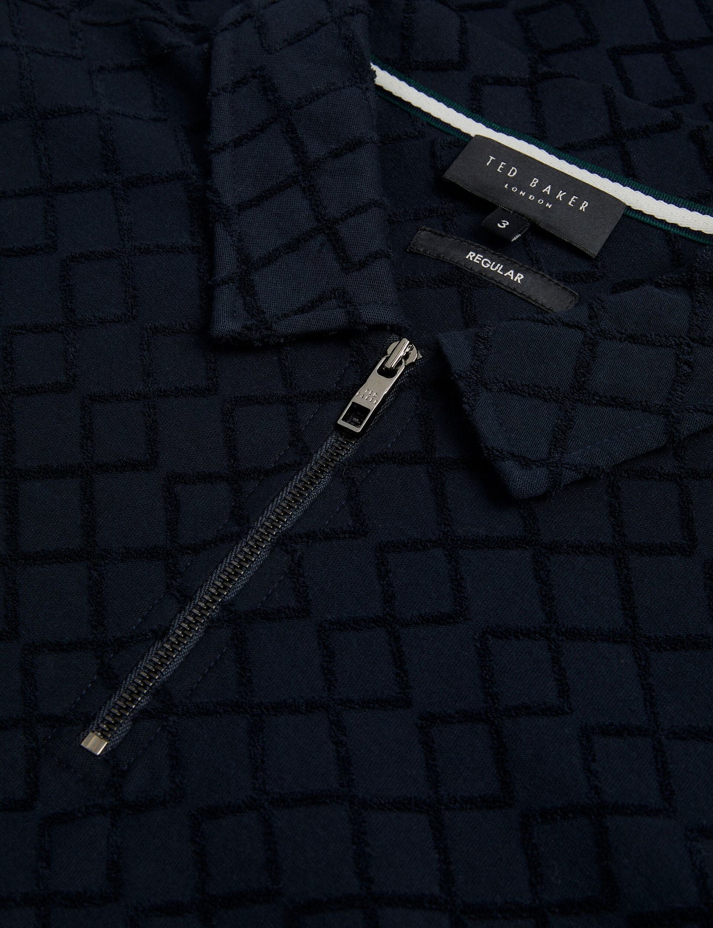 Ted Baker ANSOM - SS Reg Textured Towelling Zip Polo NAVY