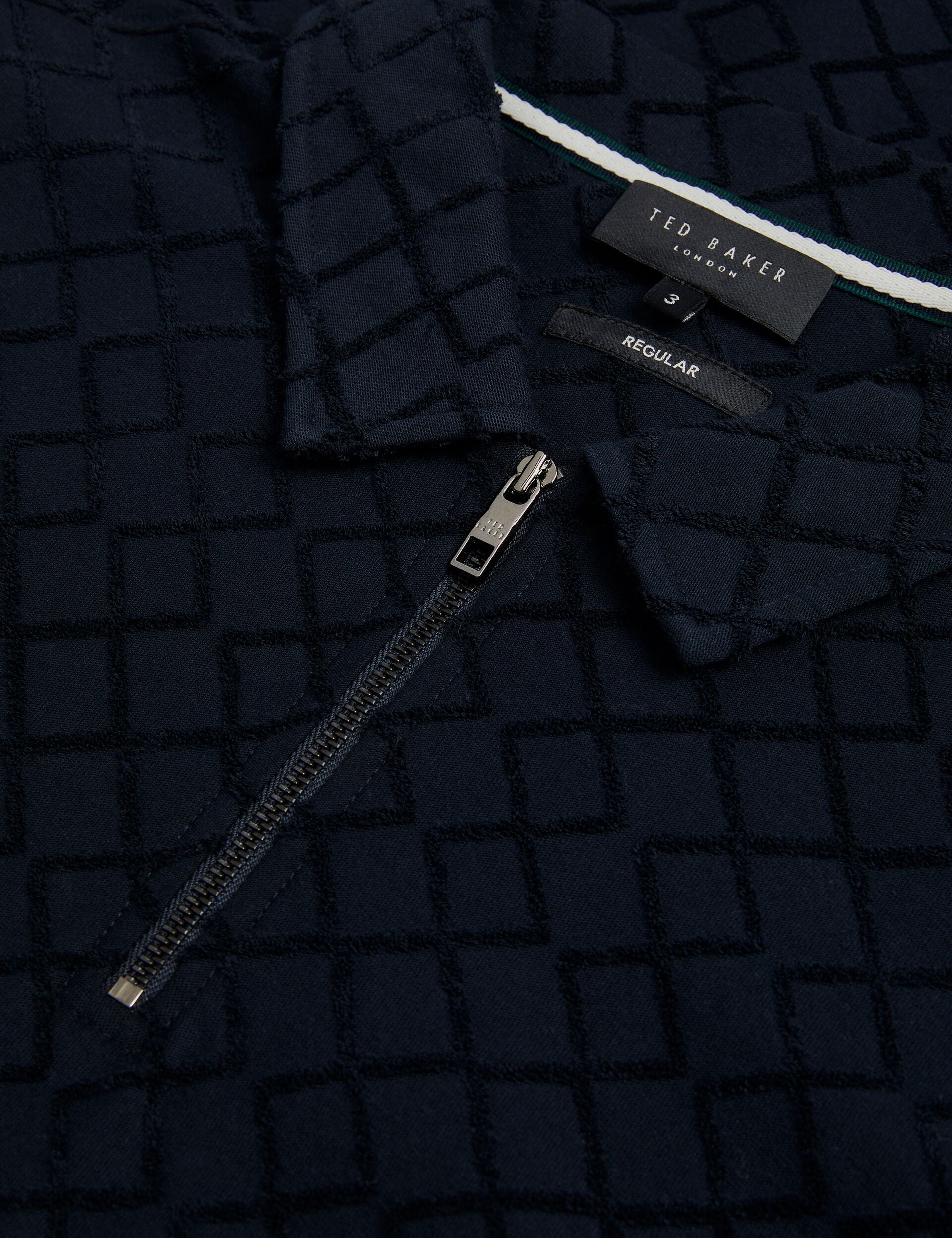 Ted Baker ANSOM - SS Reg Textured Towelling Zip Polo NAVY