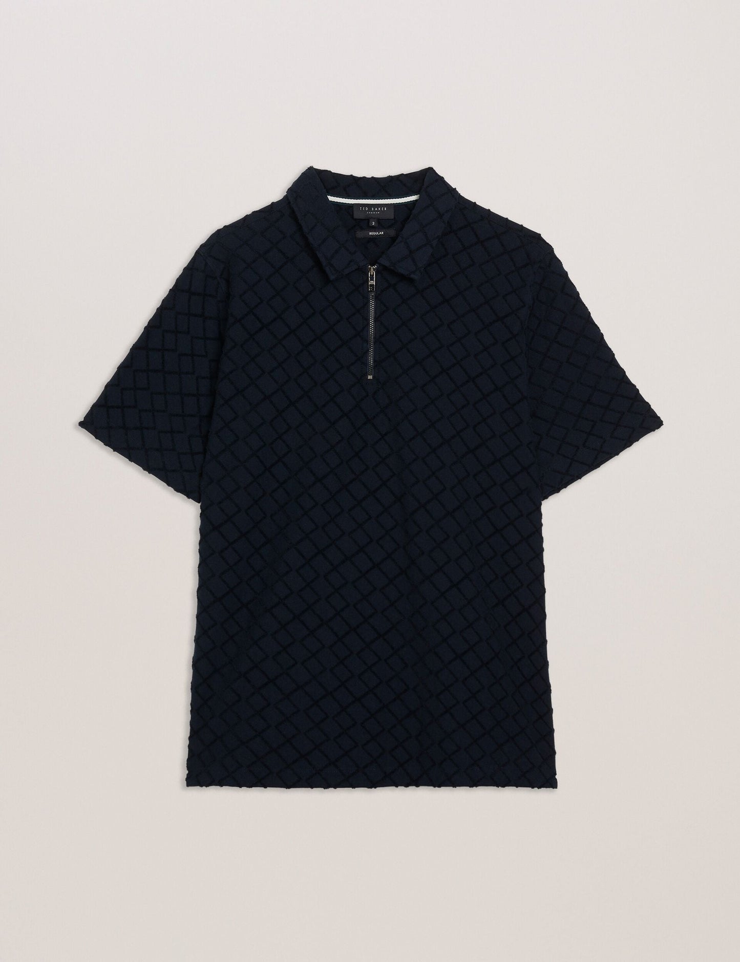 Ted Baker ANSOM - SS Reg Textured Towelling Zip Polo NAVY