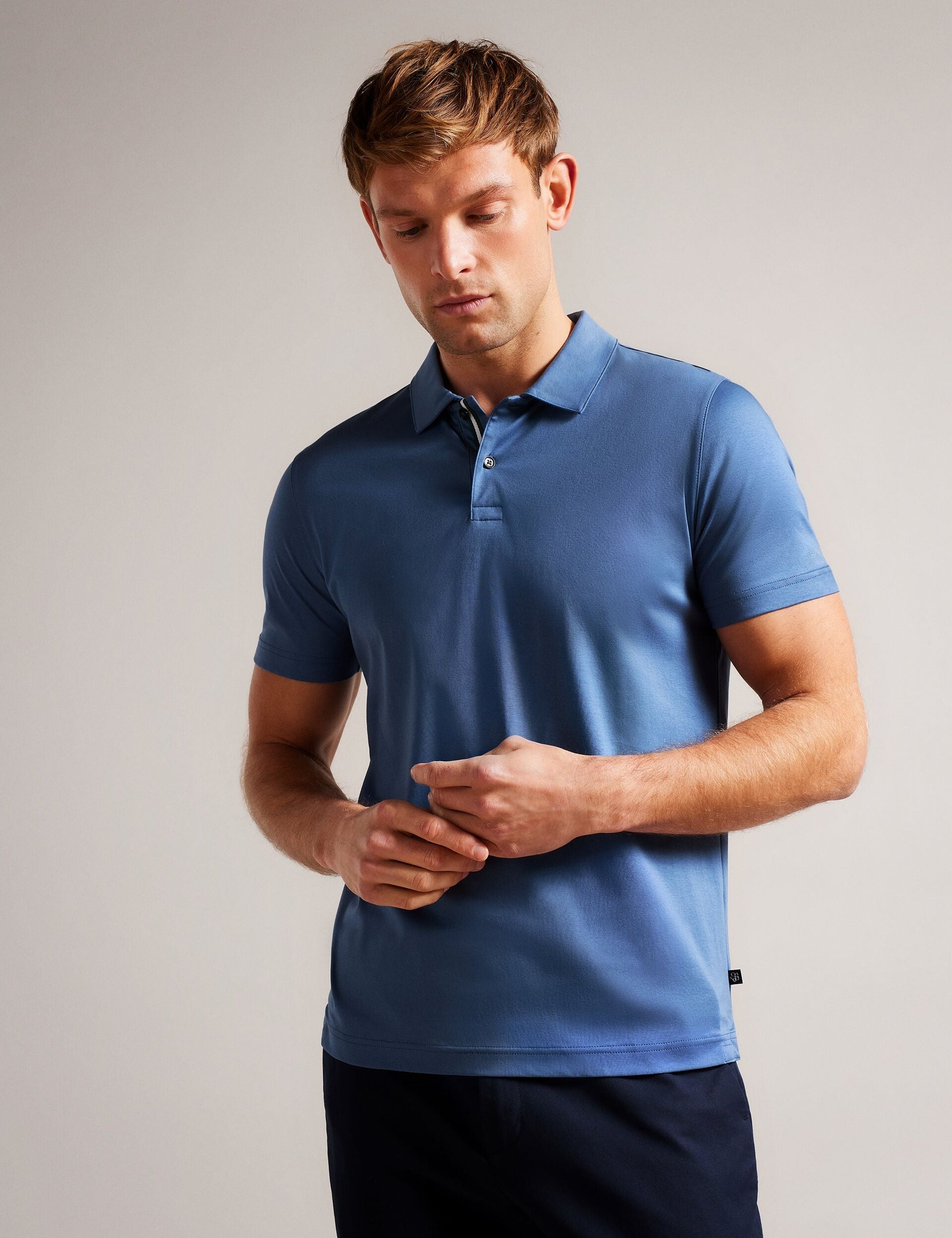 Ted Baker ZEITER - Slim Fit Pure Cotton Polo Shirt DARK BLUE