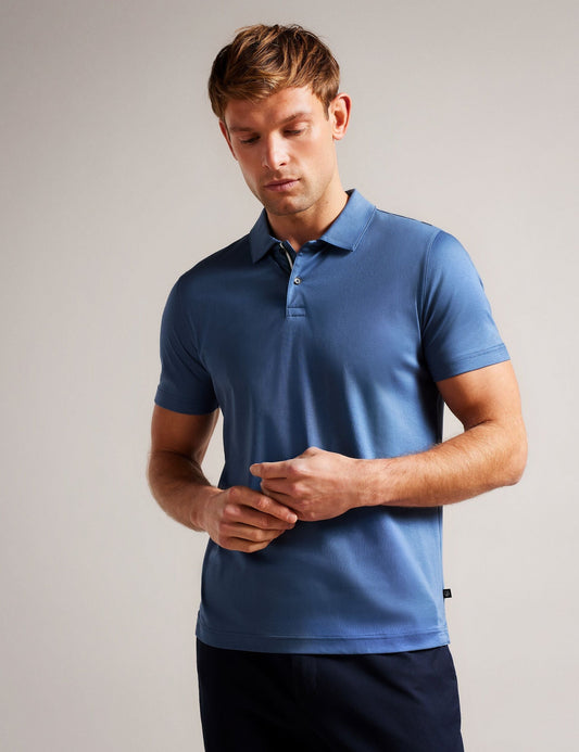 Ted Baker ZEITER - Slim Fit Pure Cotton Polo Shirt DARK BLUE