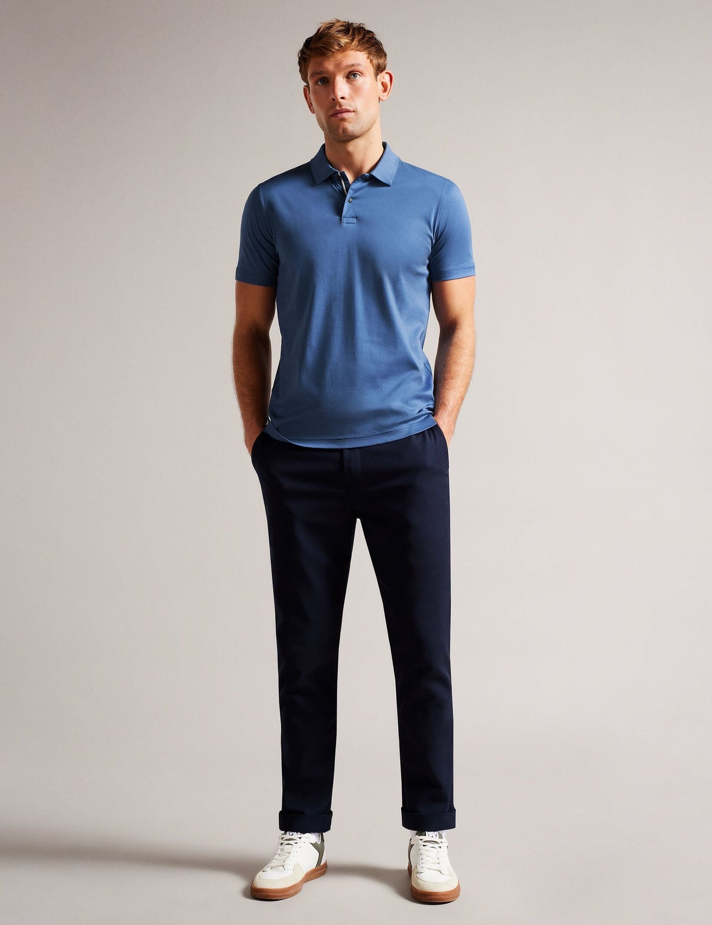 Ted Baker ZEITER - Slim Fit Pure Cotton Polo Shirt DARK BLUE