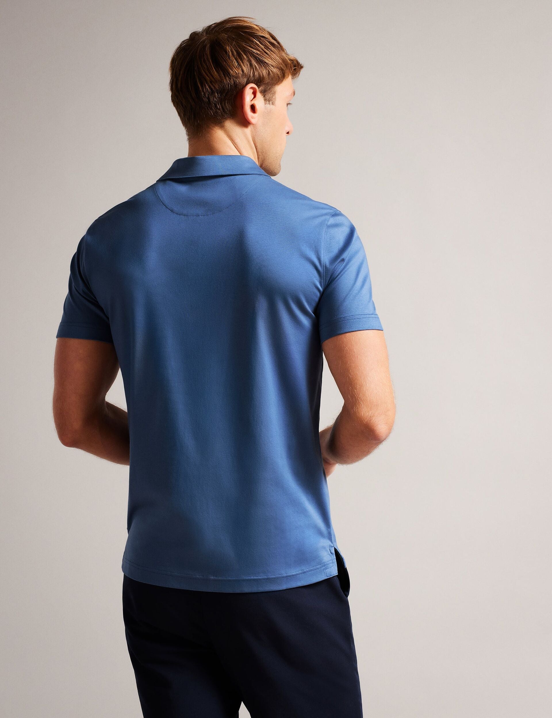 Ted Baker ZEITER - Slim Fit Pure Cotton Polo Shirt DARK BLUE