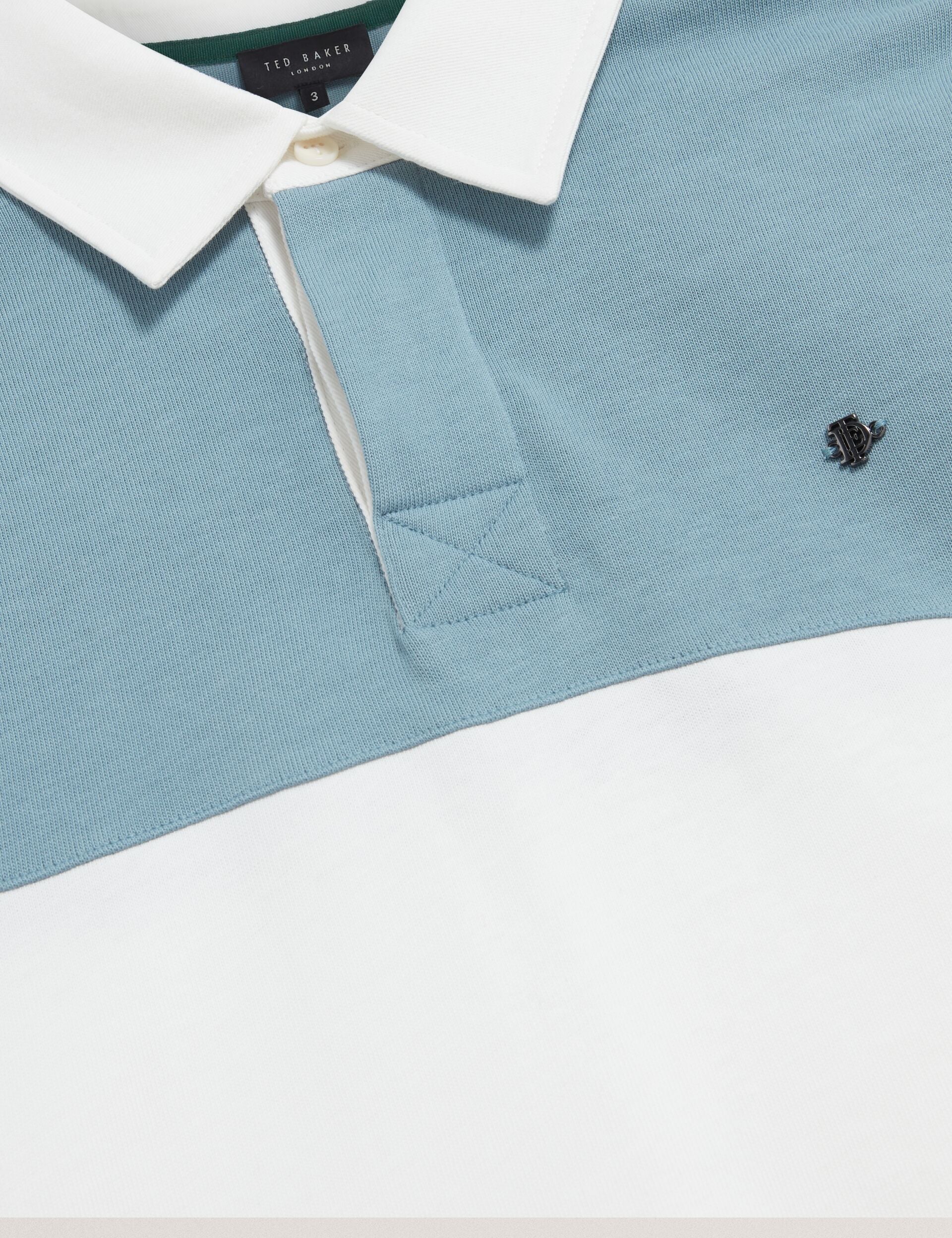 Ted Baker TRAVISS - Long Sleeve Panelled Rugby Shirt TEAL BLUE