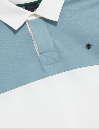 Ted Baker TRAVISS - Long Sleeve Panelled Rugby Shirt TEAL BLUE
