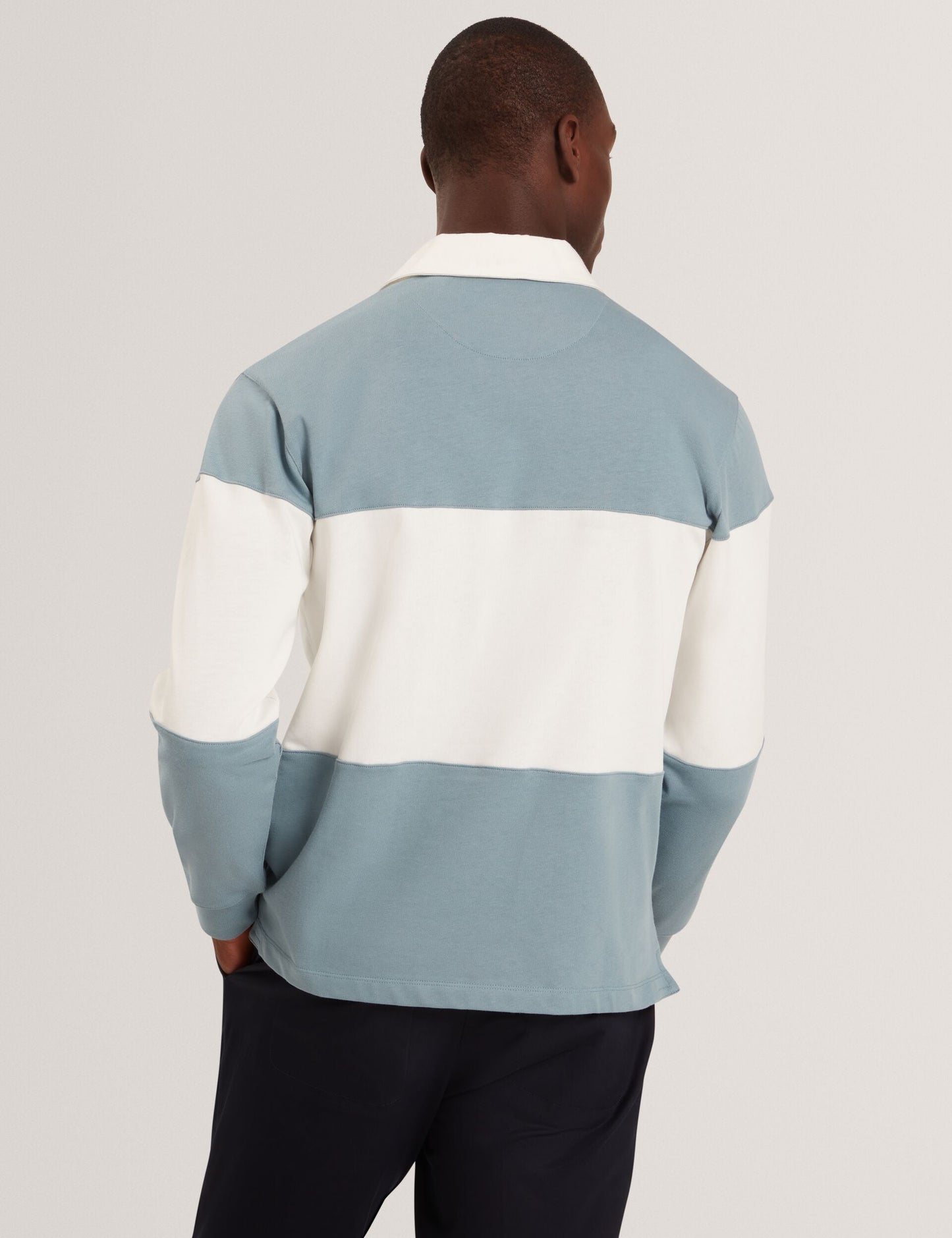 Ted Baker TRAVISS - Long Sleeve Panelled Rugby Shirt TEAL BLUE