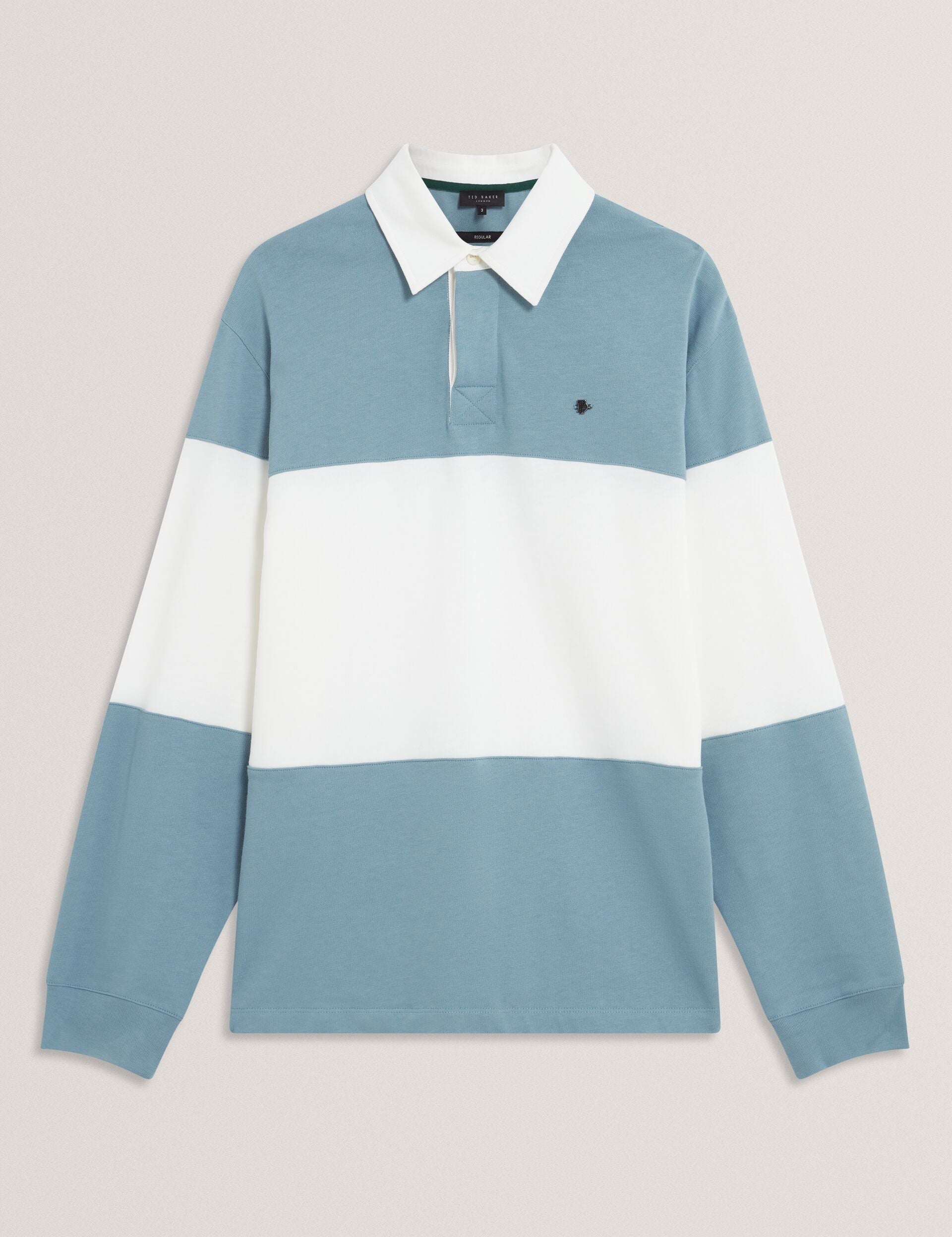 Ted Baker TRAVISS - Long Sleeve Panelled Rugby Shirt TEAL BLUE