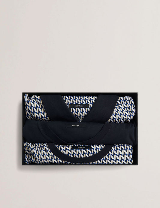 Ted Baker SANGS Geometric Jersey Top Gift Set in Navy NAVY