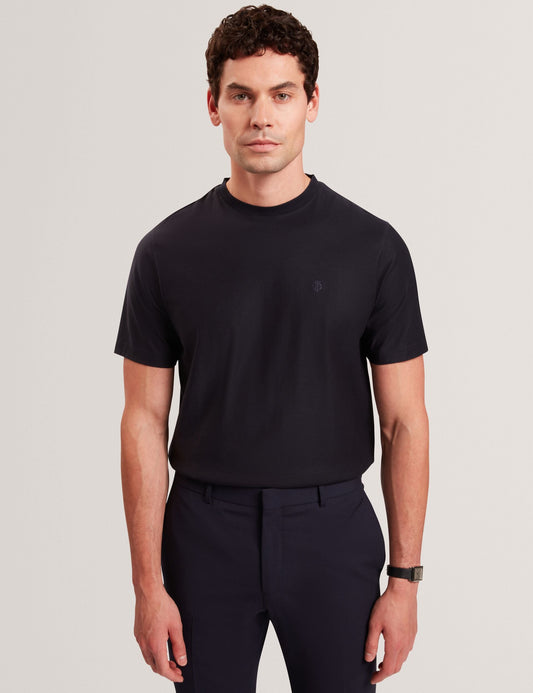 Ted Baker KAELITH Textured Panel Cotton Short Sleeve T-Shirt NAVY