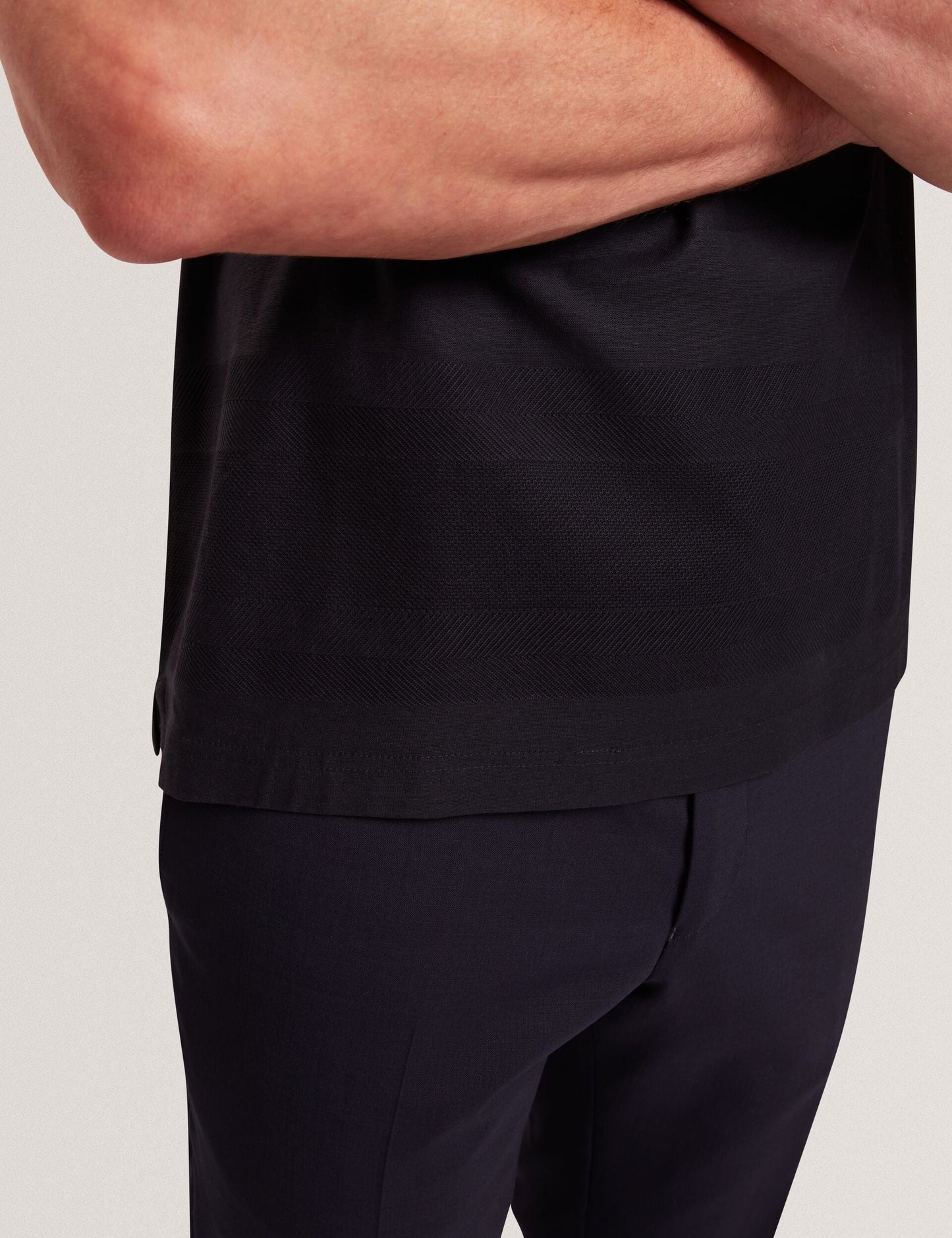 Ted Baker KAELITH Textured Panel Cotton Short Sleeve T-Shirt NAVY