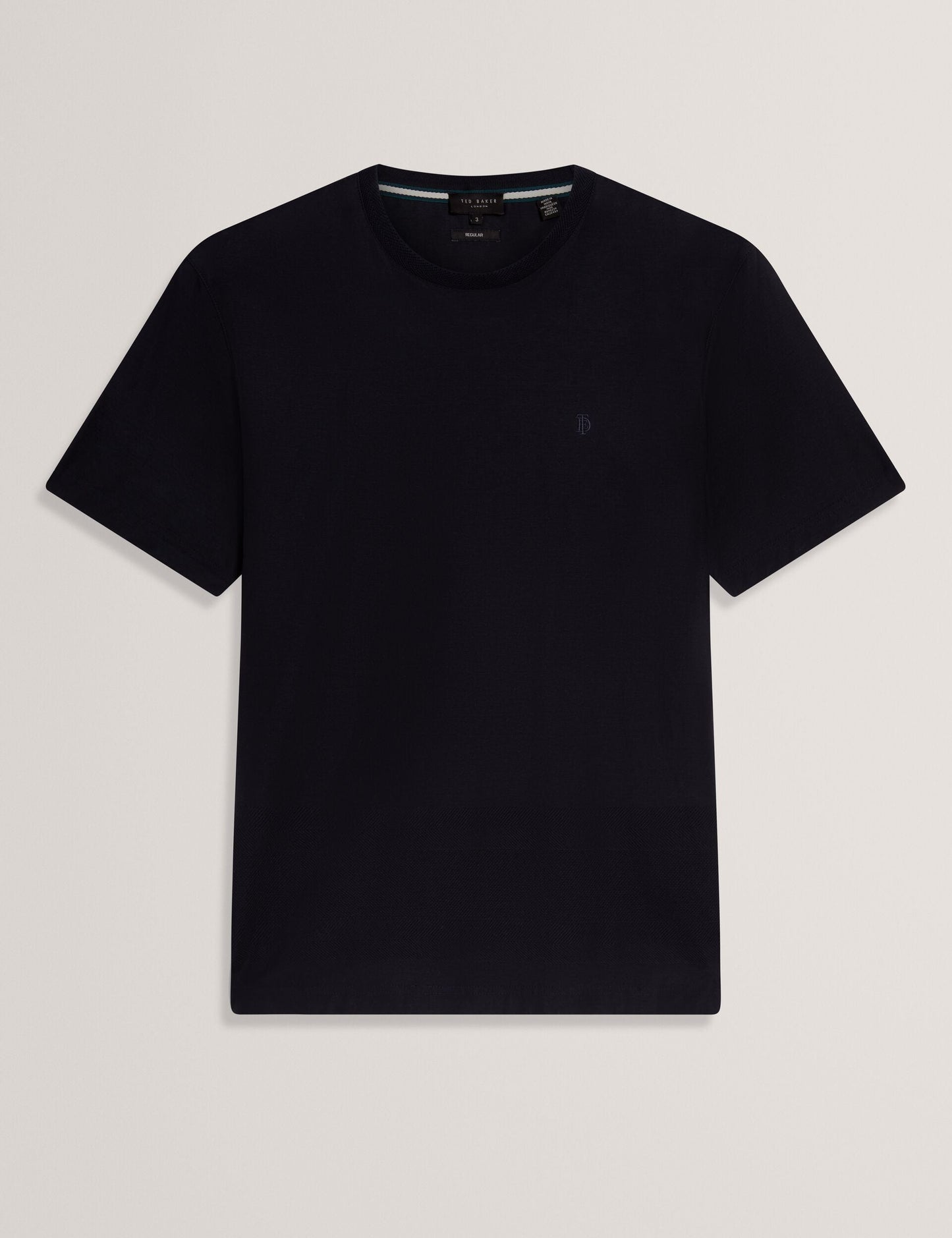 Ted Baker KAELITH Textured Panel Cotton Short Sleeve T-Shirt NAVY