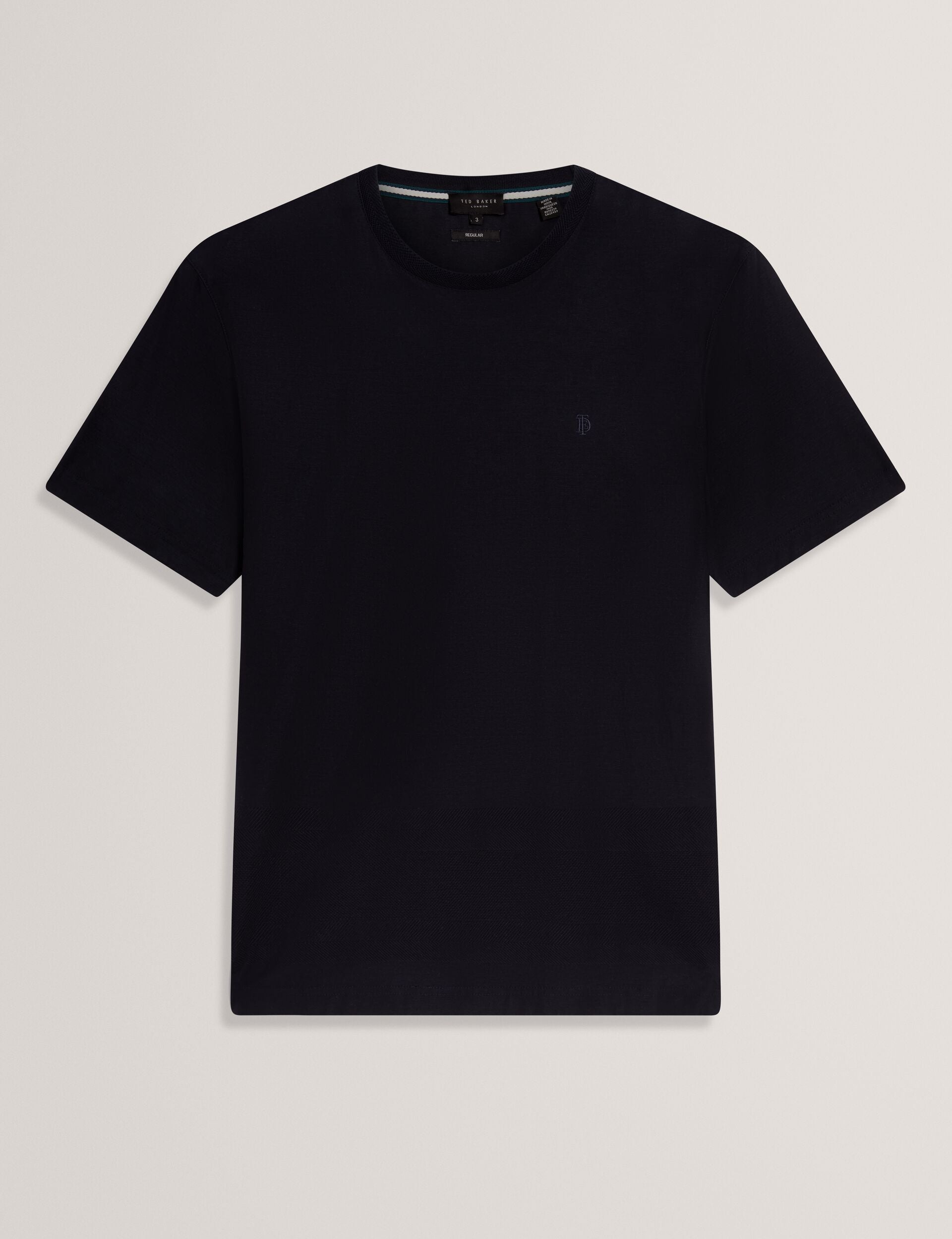 Ted Baker KAELITH Textured Panel Cotton Short Sleeve T-Shirt NAVY