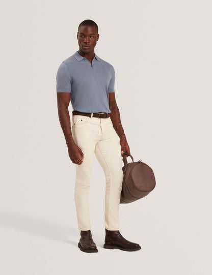 Ted Baker GIVRANS Silk Blend Knit Zip Neck Polo TEAL BLUE