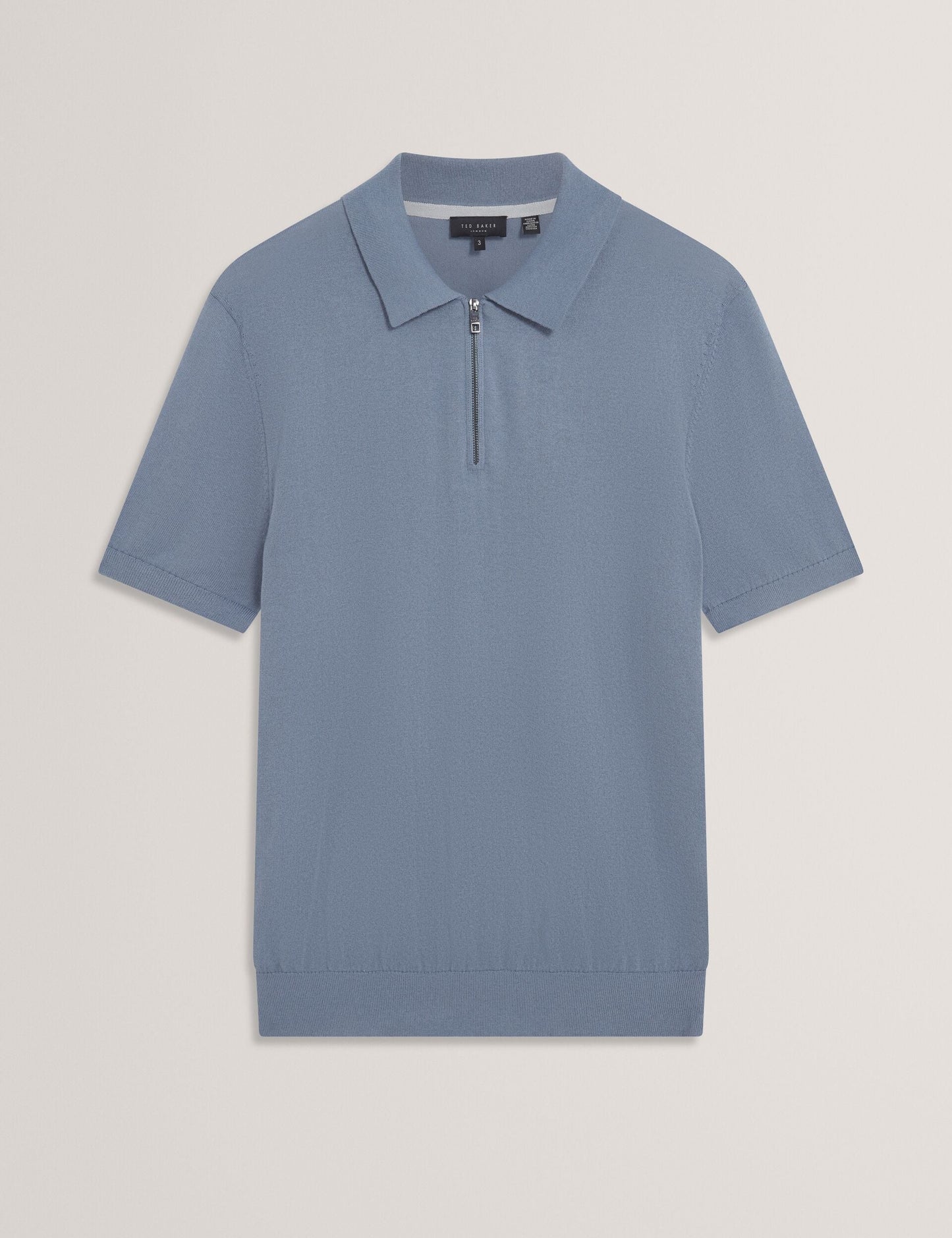 Ted Baker GIVRANS Silk Blend Knit Zip Neck Polo TEAL BLUE