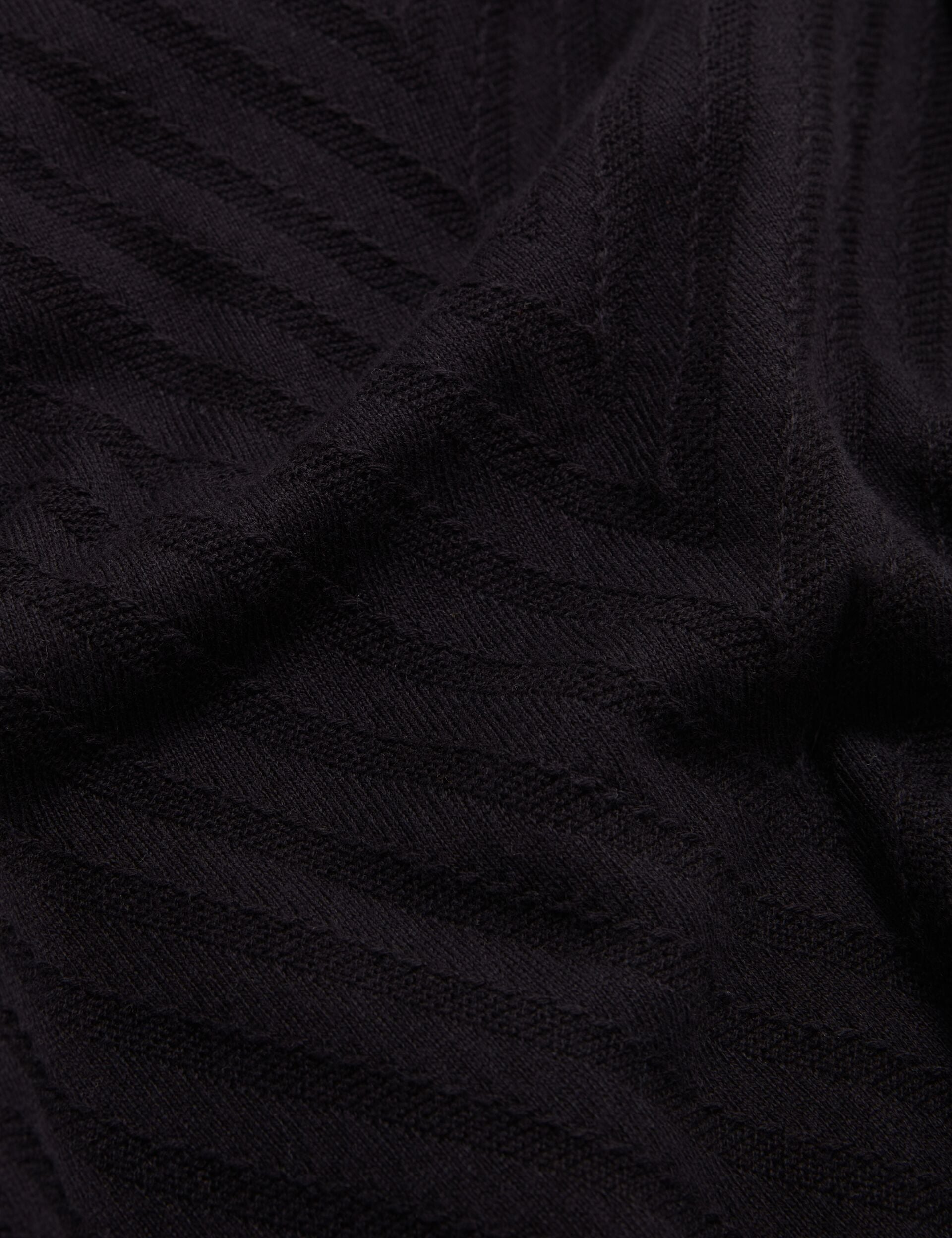 Ted Baker CHAPAL Chevron Texture Knit Short Sleeve Polo BLACK