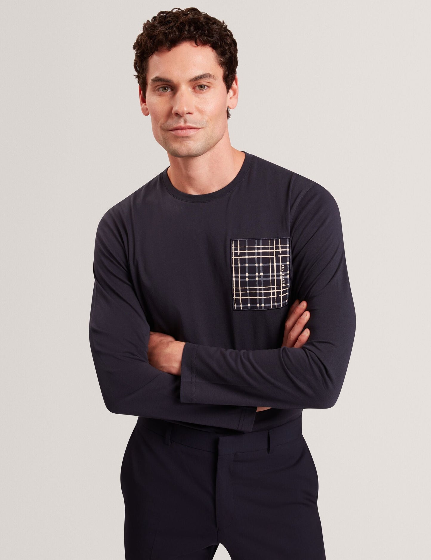Ted Baker SININO Graphic Patch Long Sleeve T-Shirt NAVY