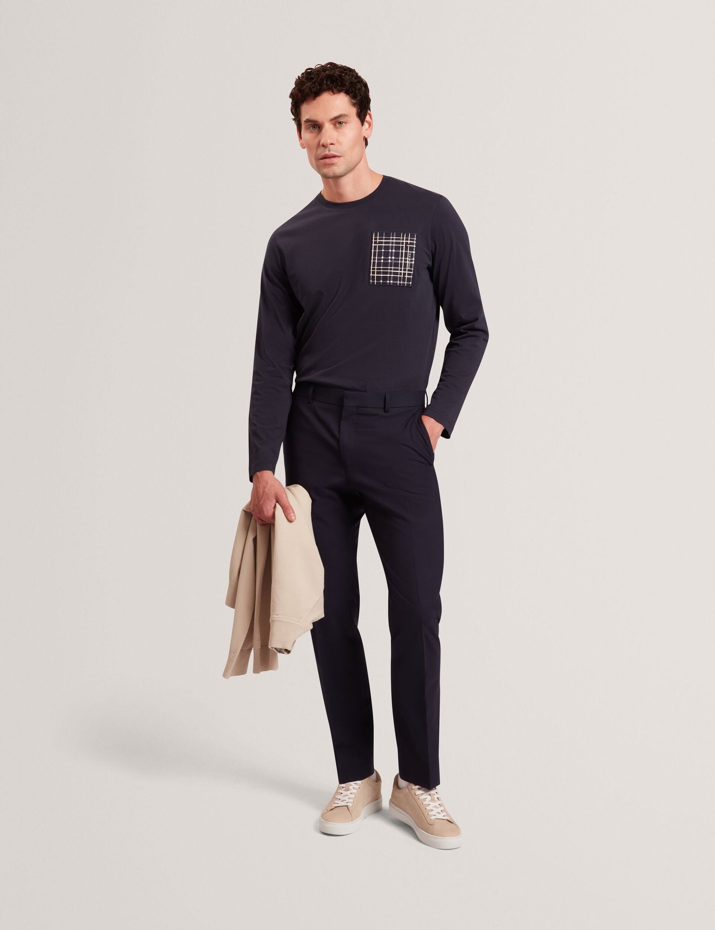 Ted Baker SININO Graphic Patch Long Sleeve T-Shirt NAVY